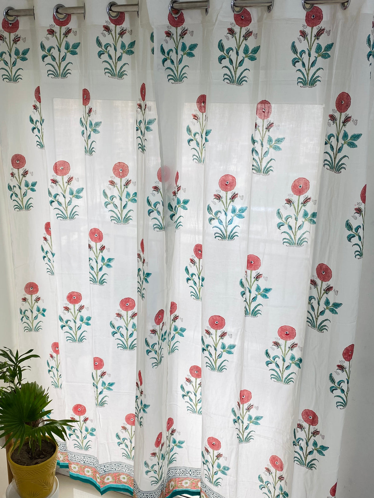 Blockprint Sheer Cotton Curtains