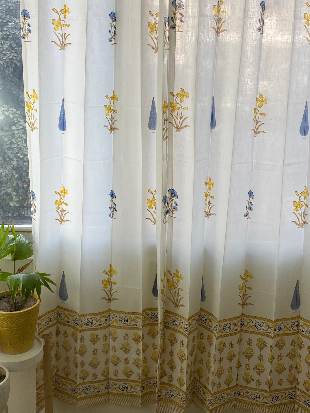 Blockprint Sheer Cotton Curtain