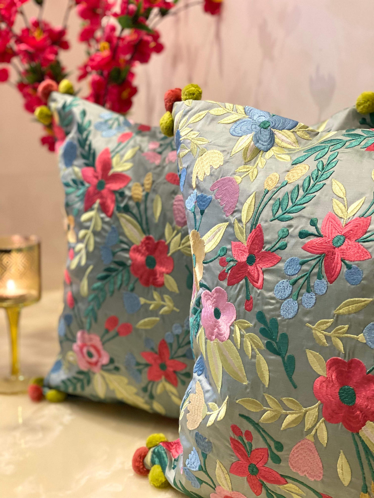 Embroidered Cushion Cover- 16*16 inches