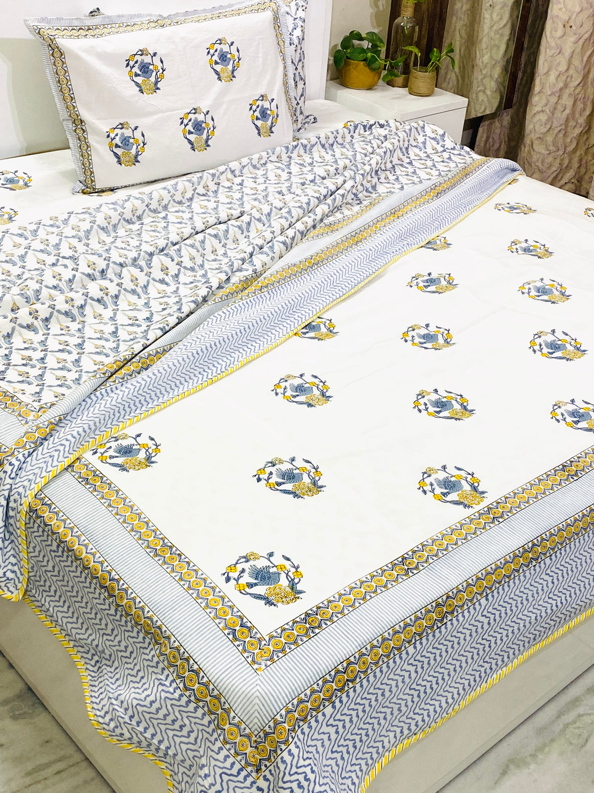 Premium Floral Cotton Set – Bedsheet & Dohar