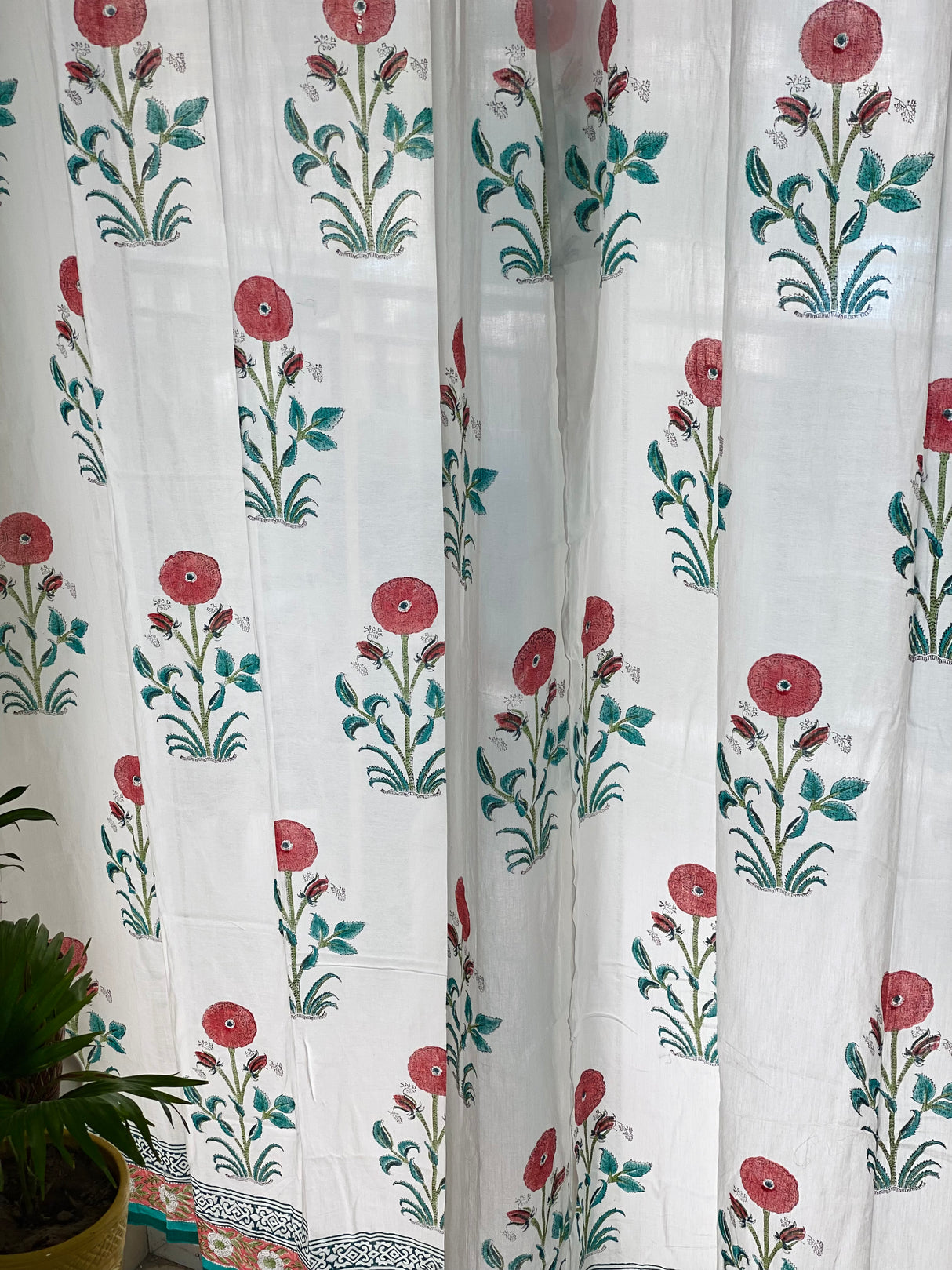 Blockprint Sheer Cotton Curtains