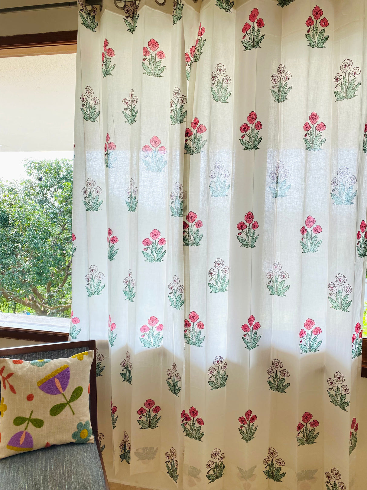 Blockprint Sheer Cotton Curtain