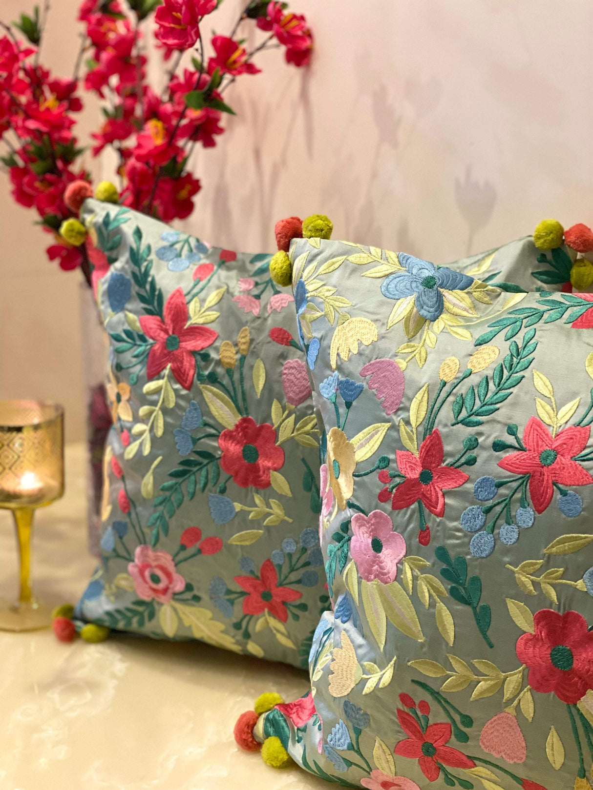 Embroidered Cushion Cover- 16*16 inches