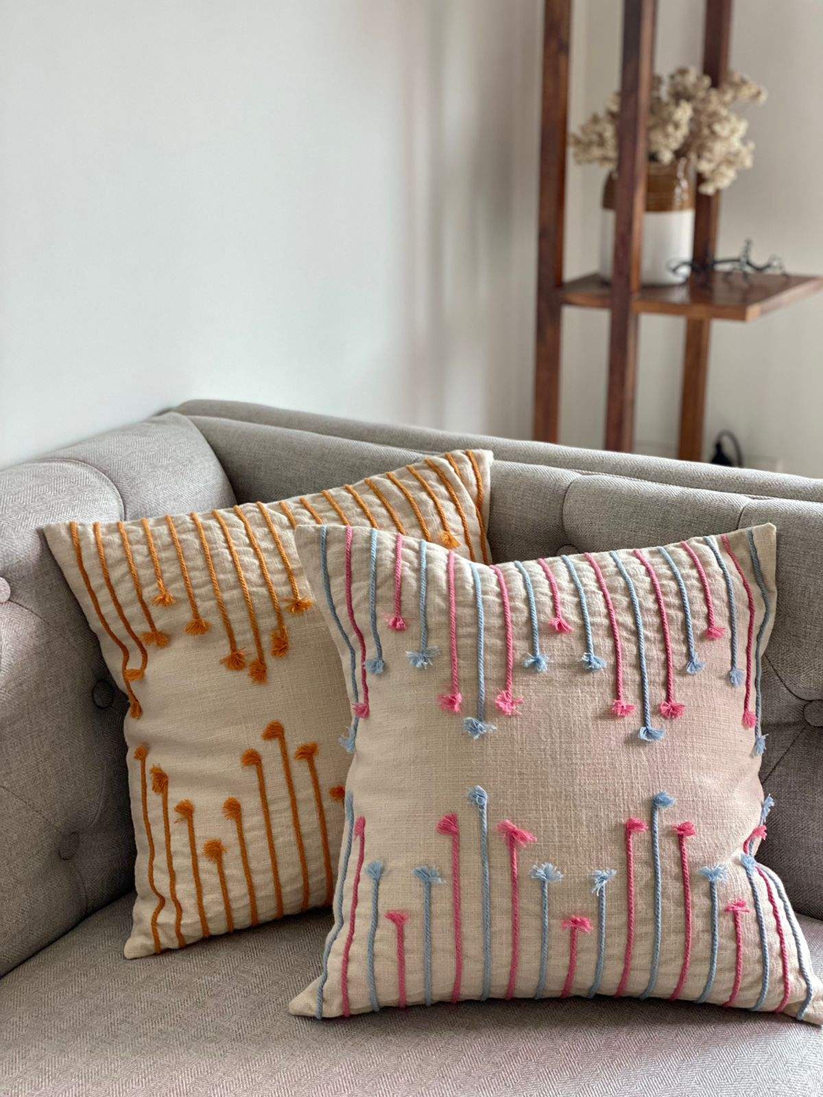 Pair of Cotton Slub Cushion Covers- 16*16 inches