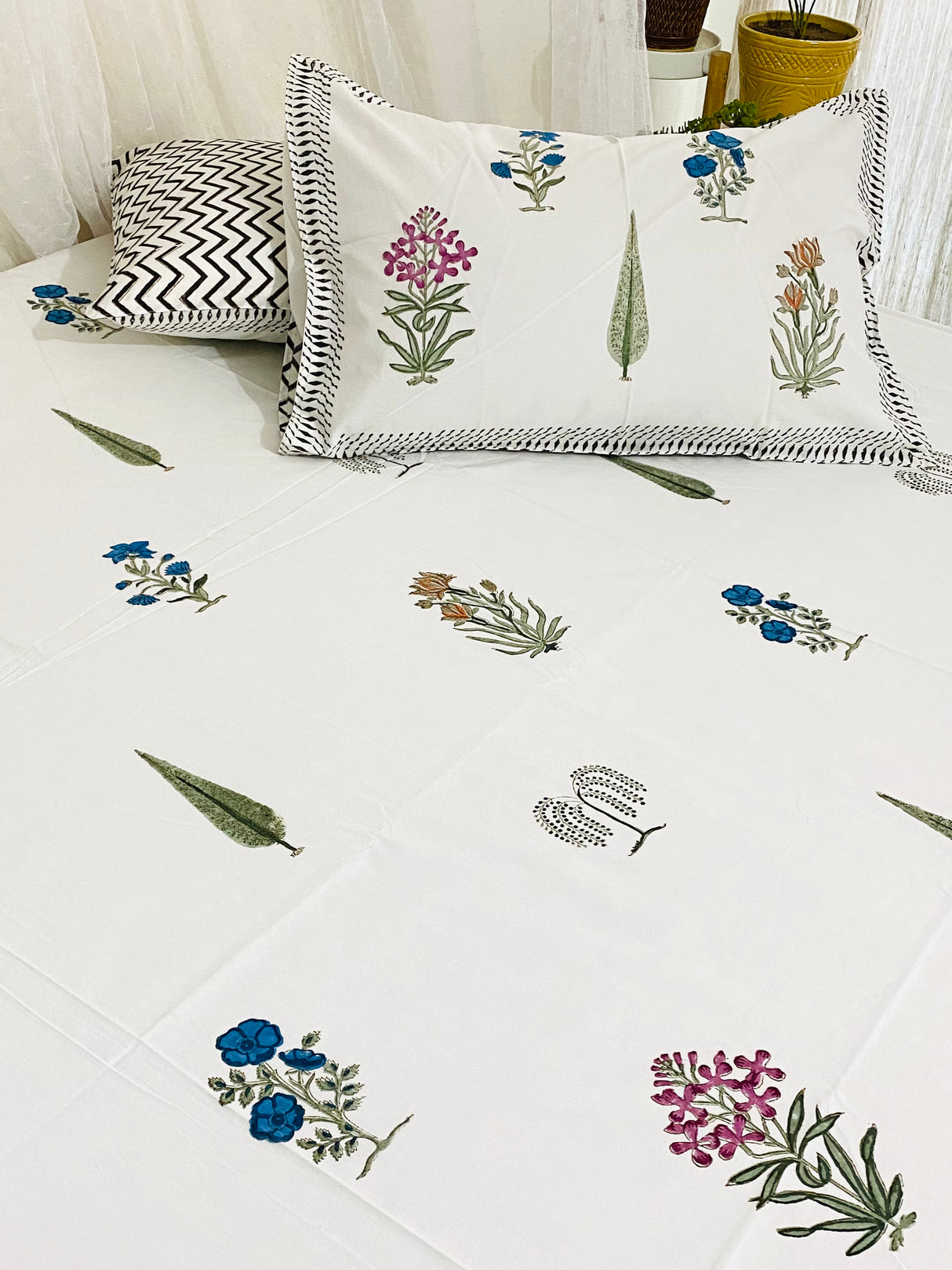 Hand Blockprinted Cotton Bedsheet -King Size (108*108 inches)
