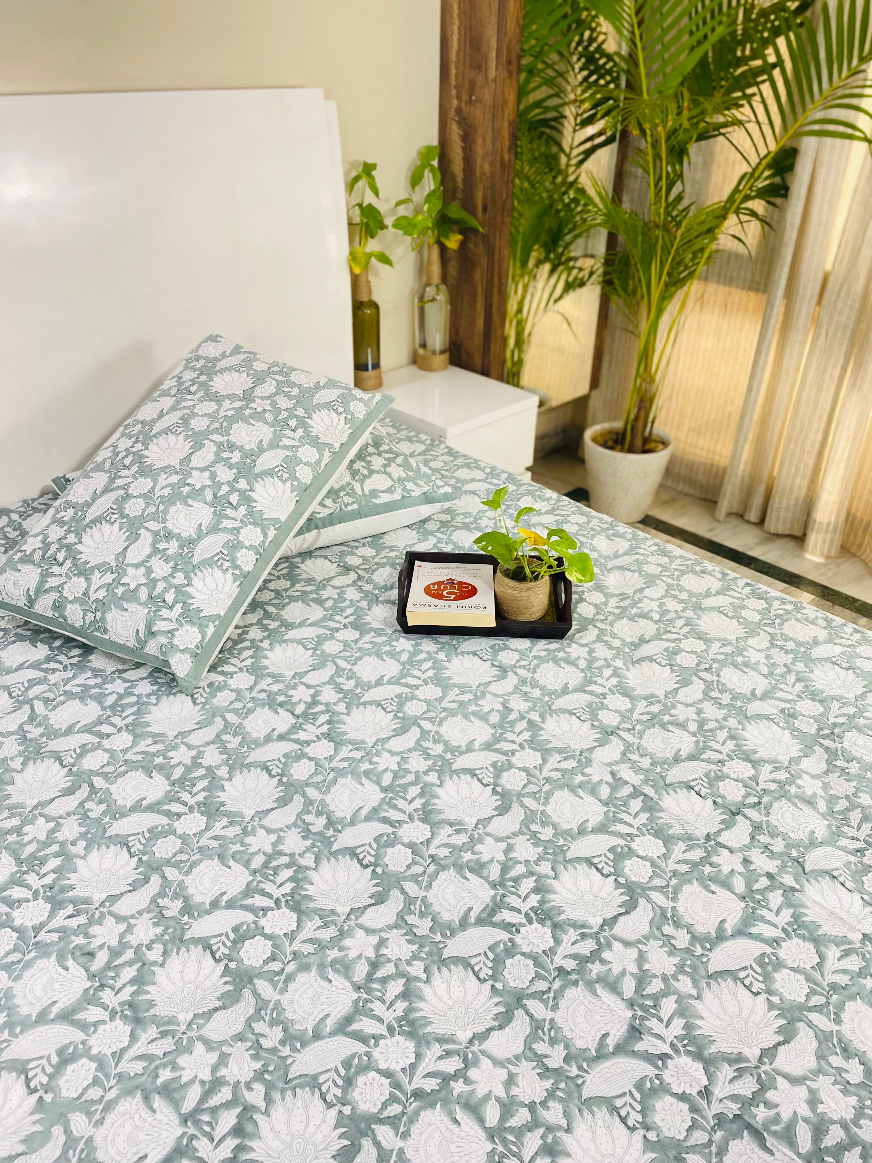 Hand Blockprinted Cotton Bedsheet -King Size (108*108 inches)