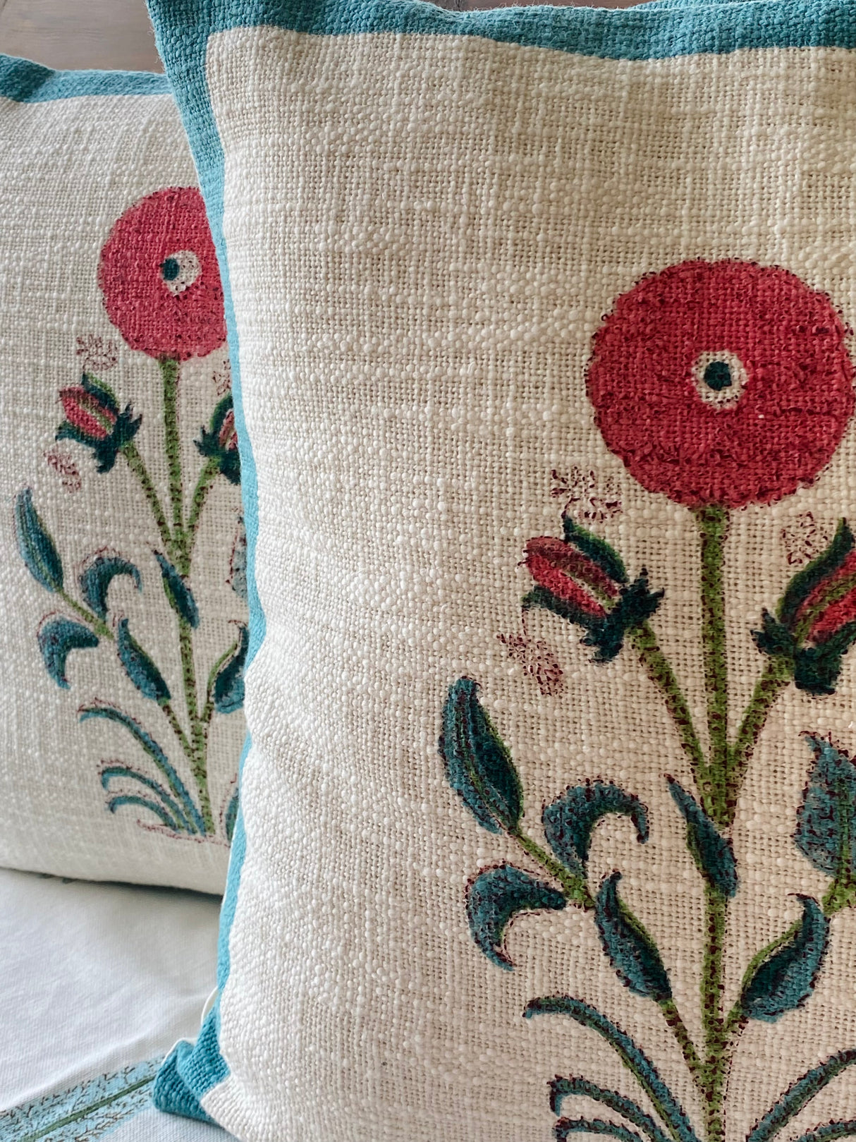 Pair of Handblock Printed Cushion Covers- 16*16 inches