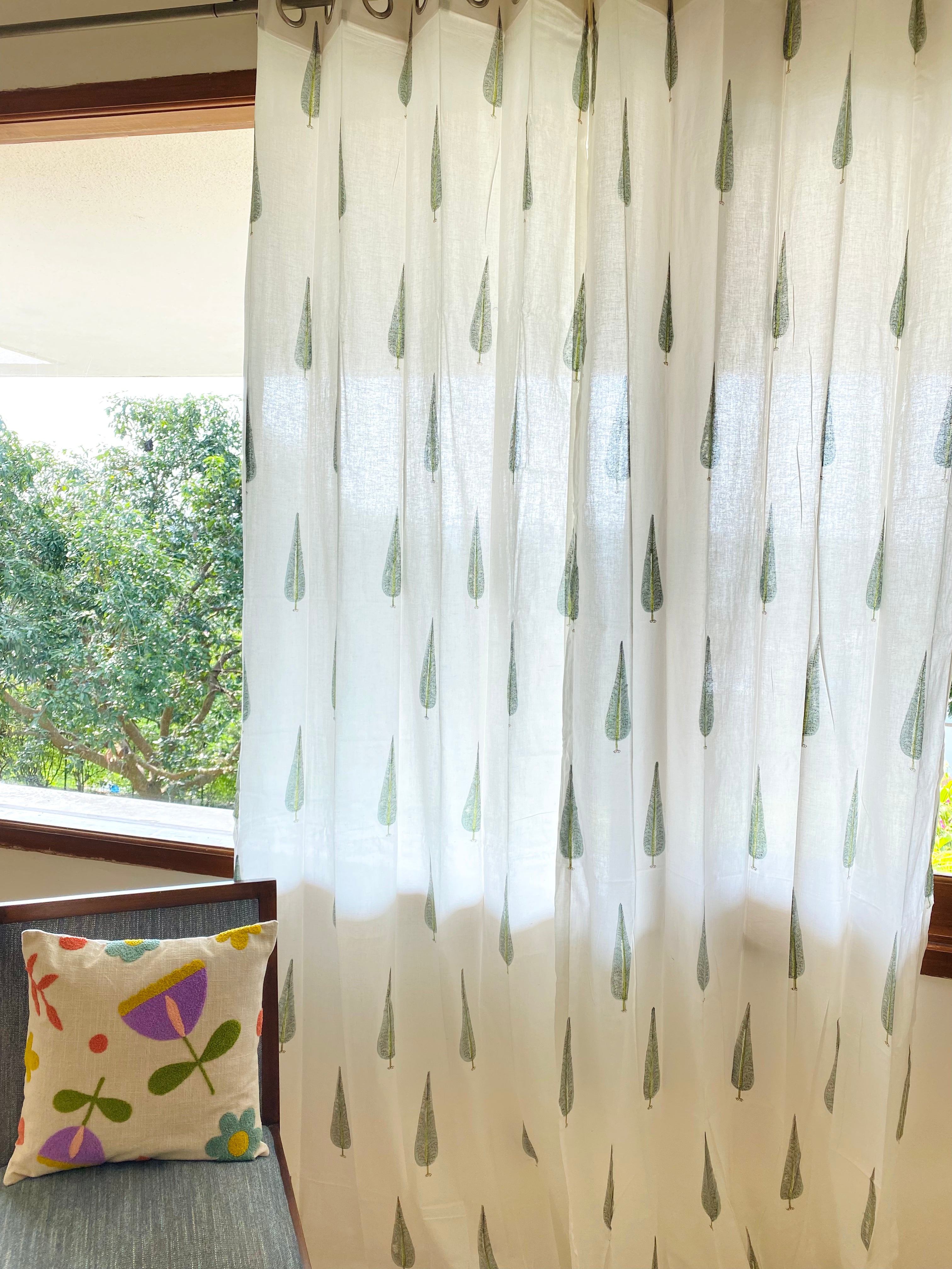 Blockprint Sheer Cotton Curtains