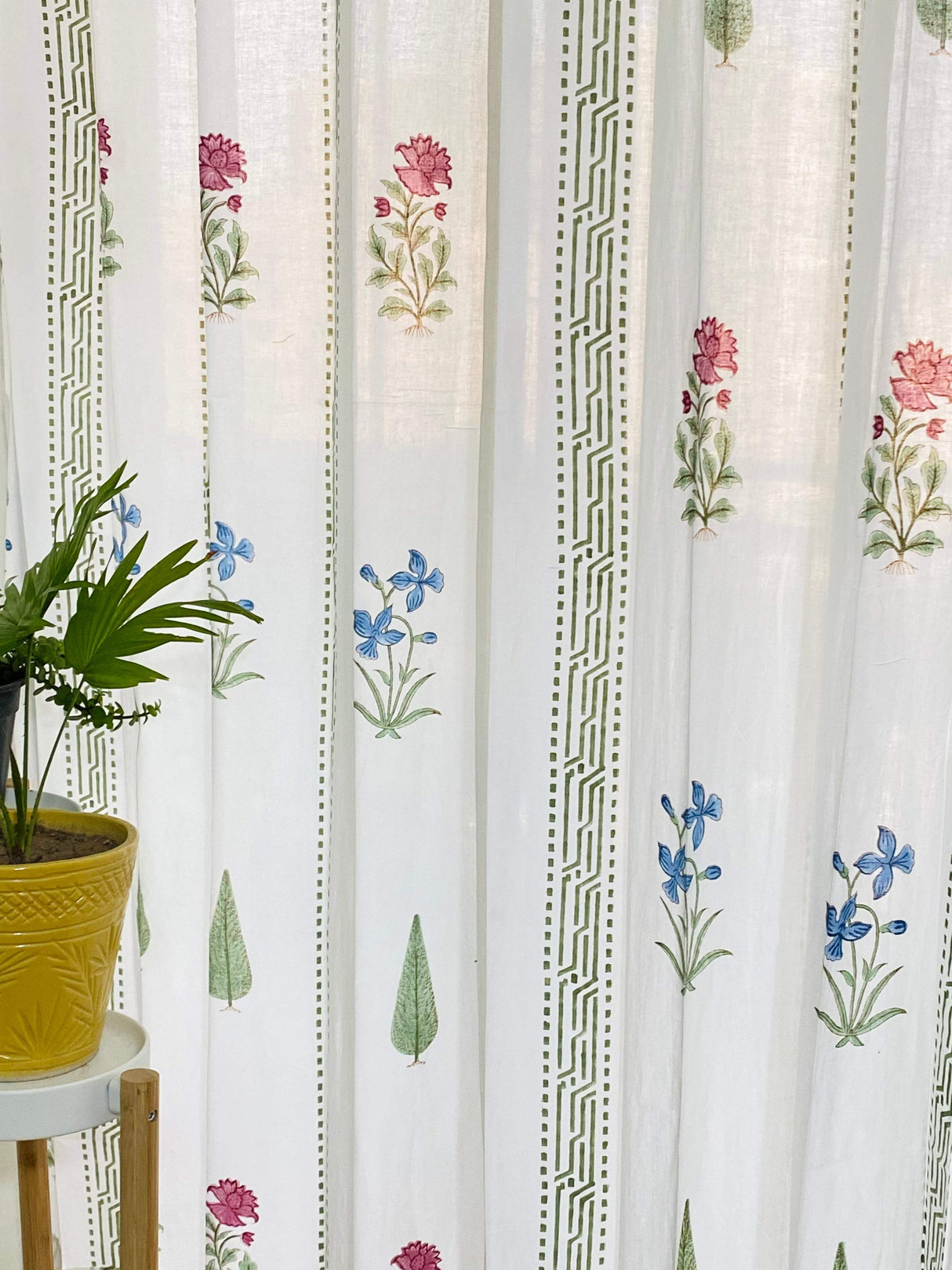 Blockprint Sheer Cotton Curtain