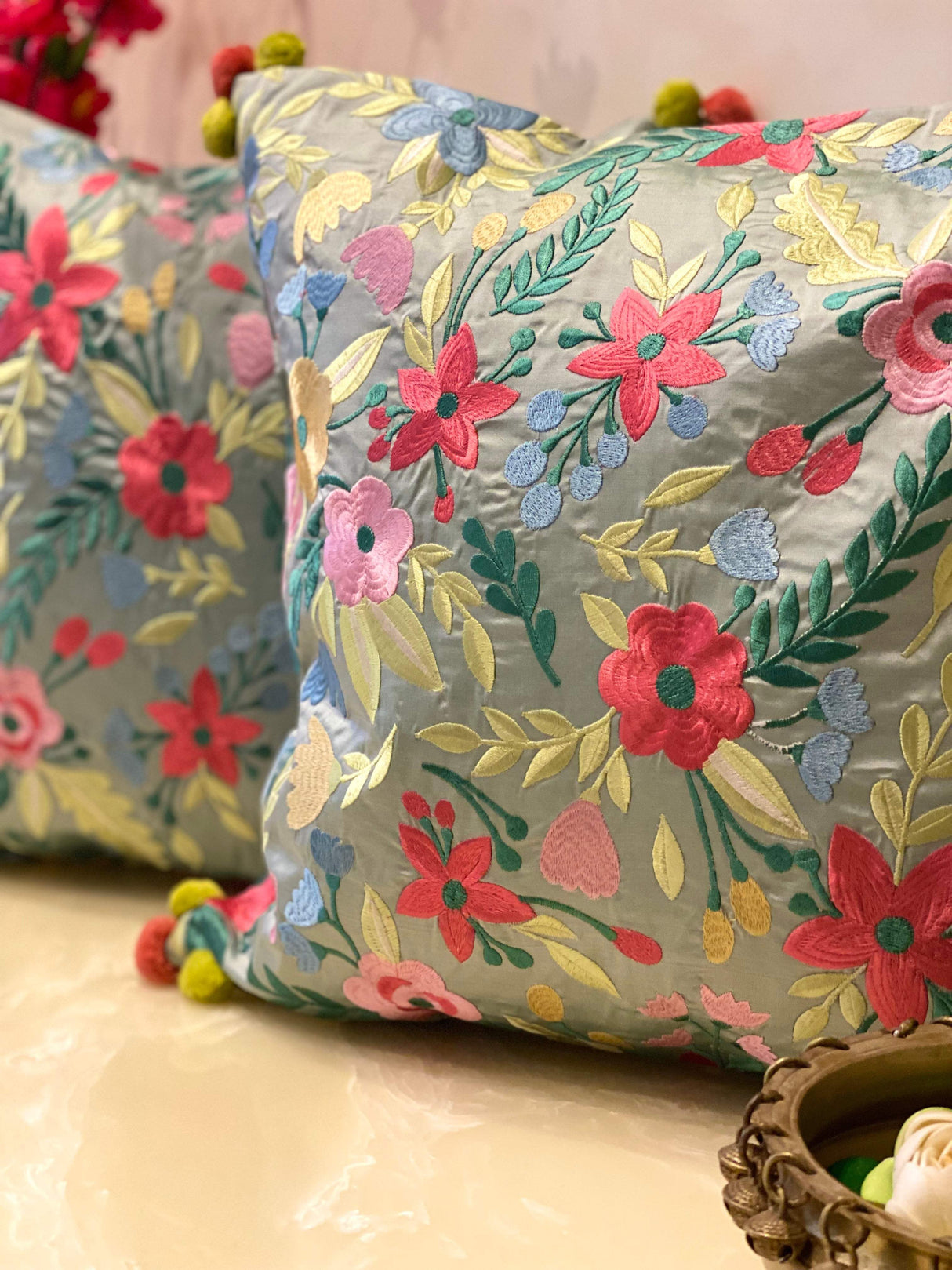 Embroidered Cushion Cover- 16*16 inches