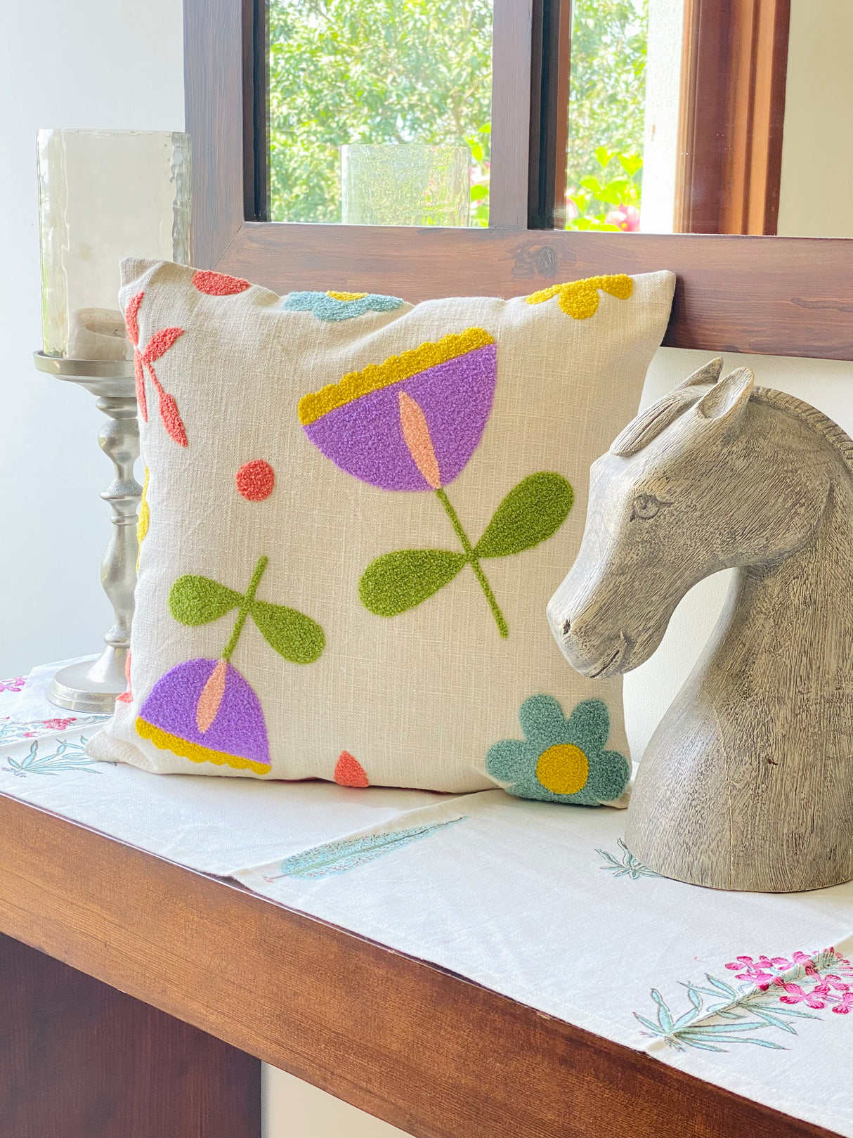 Embroidered Cushion Cover- 16*16 inches
