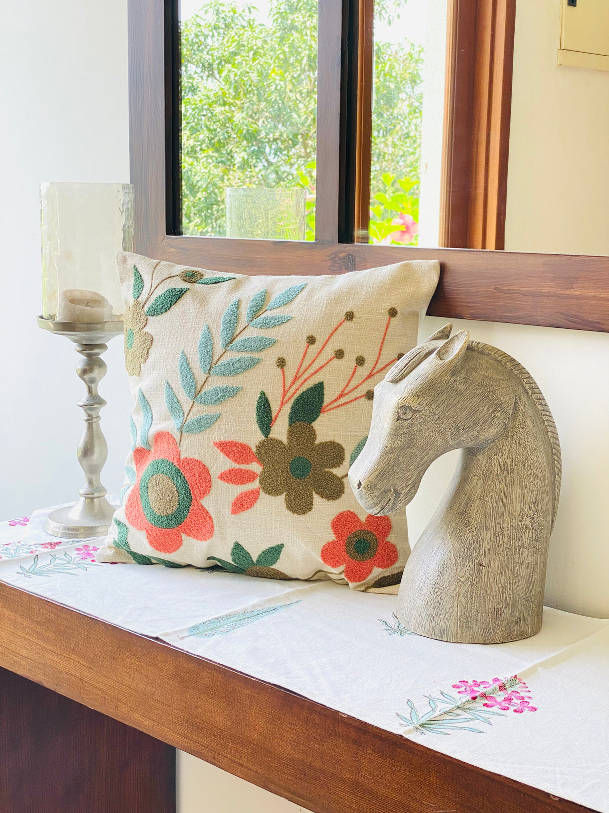 Embroidered Cushion Cover- 16*16 inches