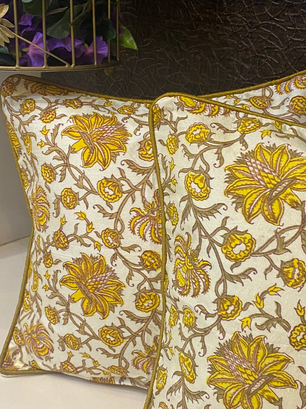 Pair of Handblock Printed Cushion Covers- 16*16 inches