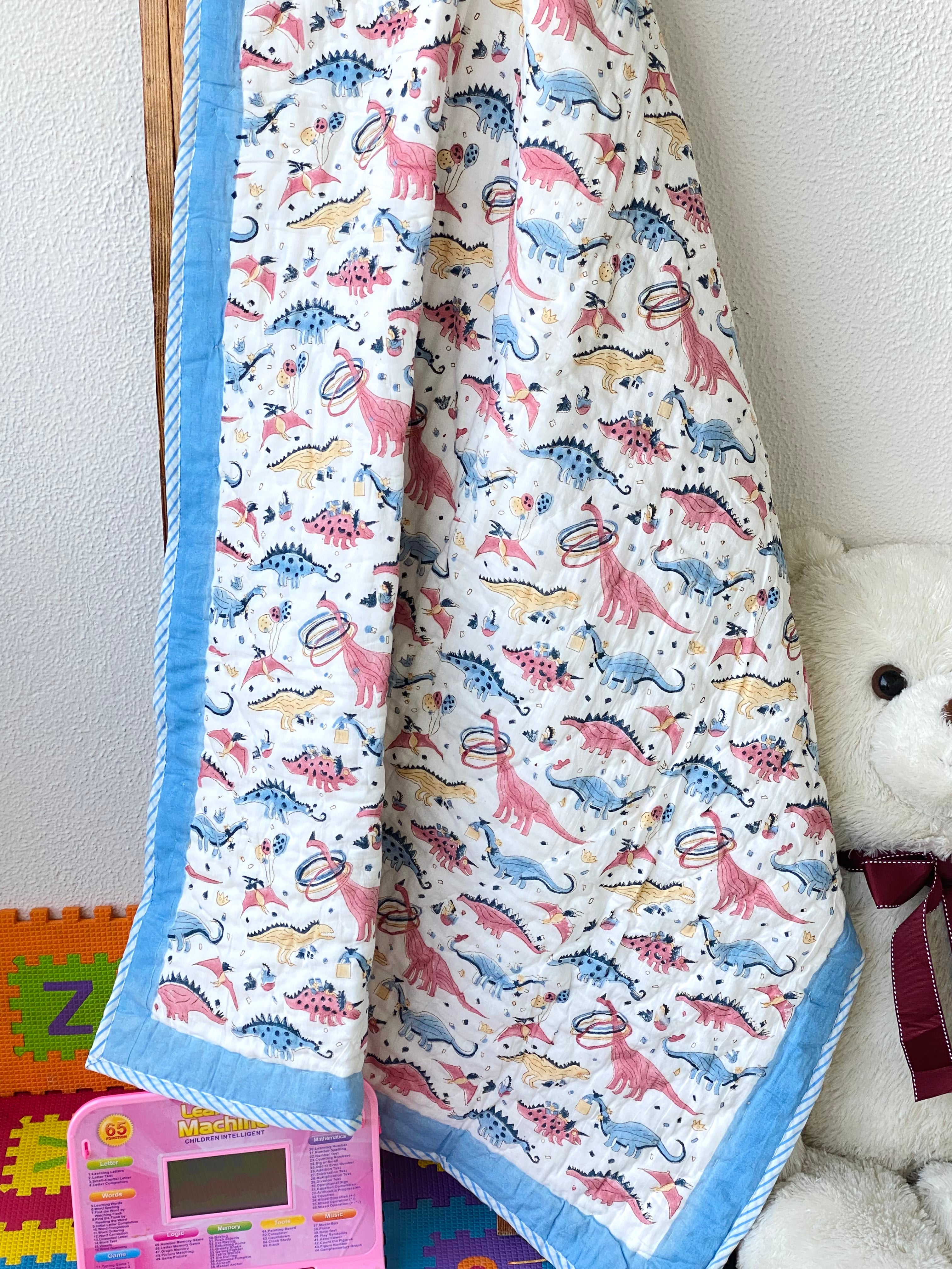 Dinosaur Kids Quilt Blockprint- 60*40 inches