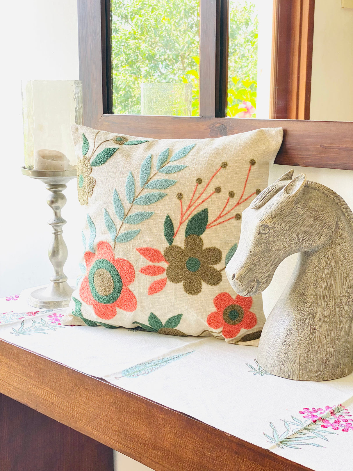 Embroidered Cushion Cover- 16*16 inches