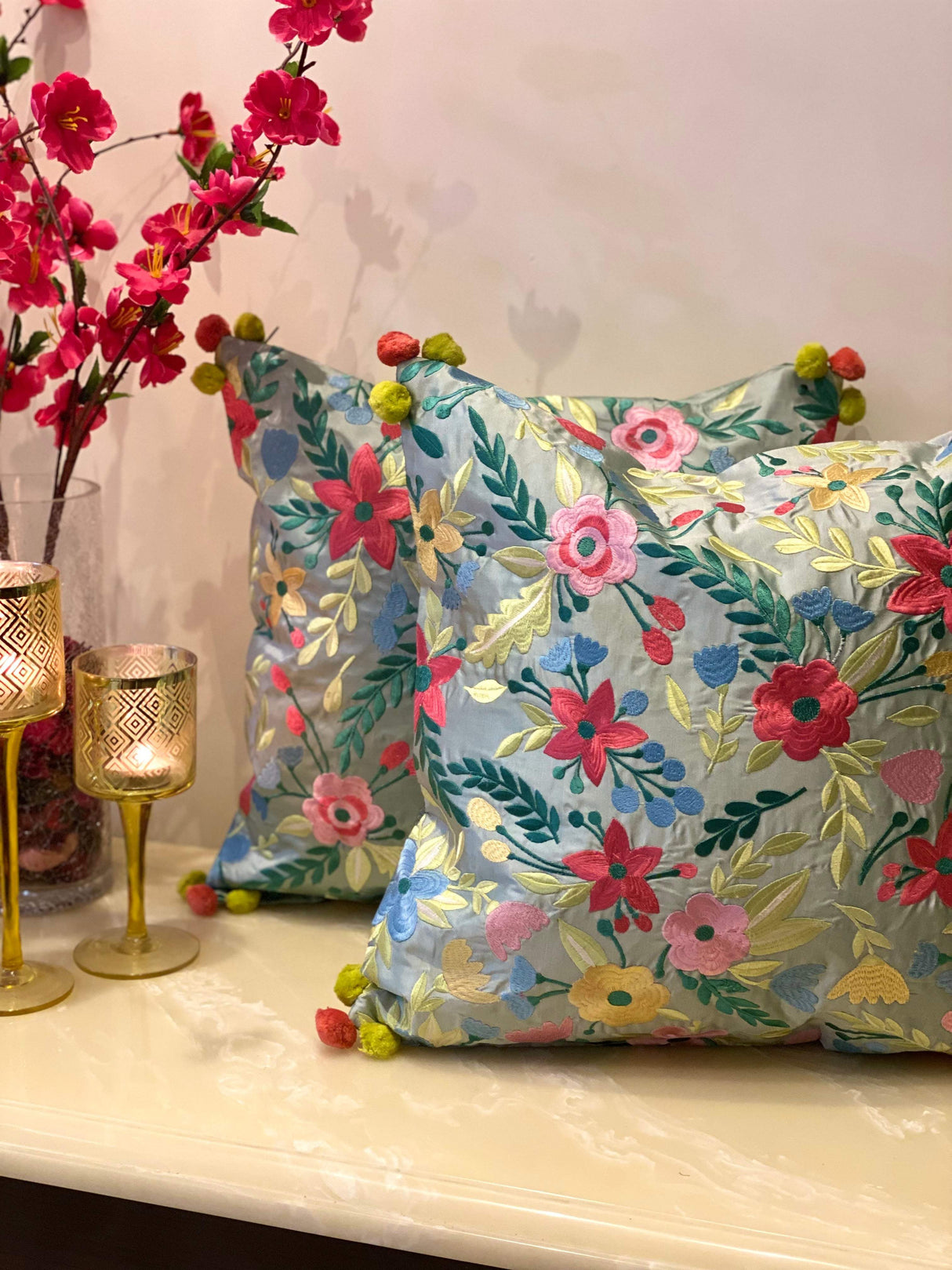 Embroidered Cushion Cover- 16*16 inches