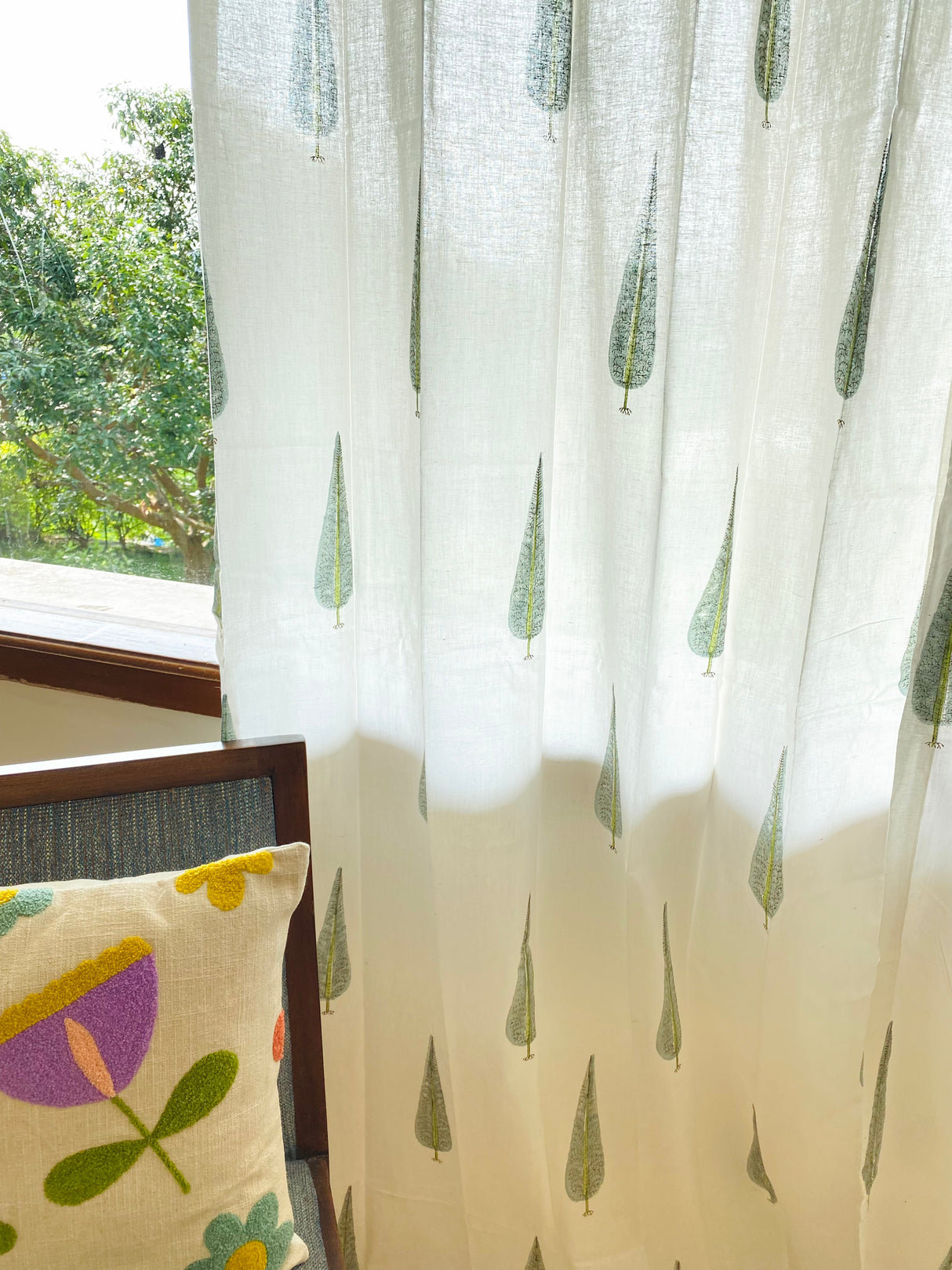 Blockprint Sheer Cotton Curtains