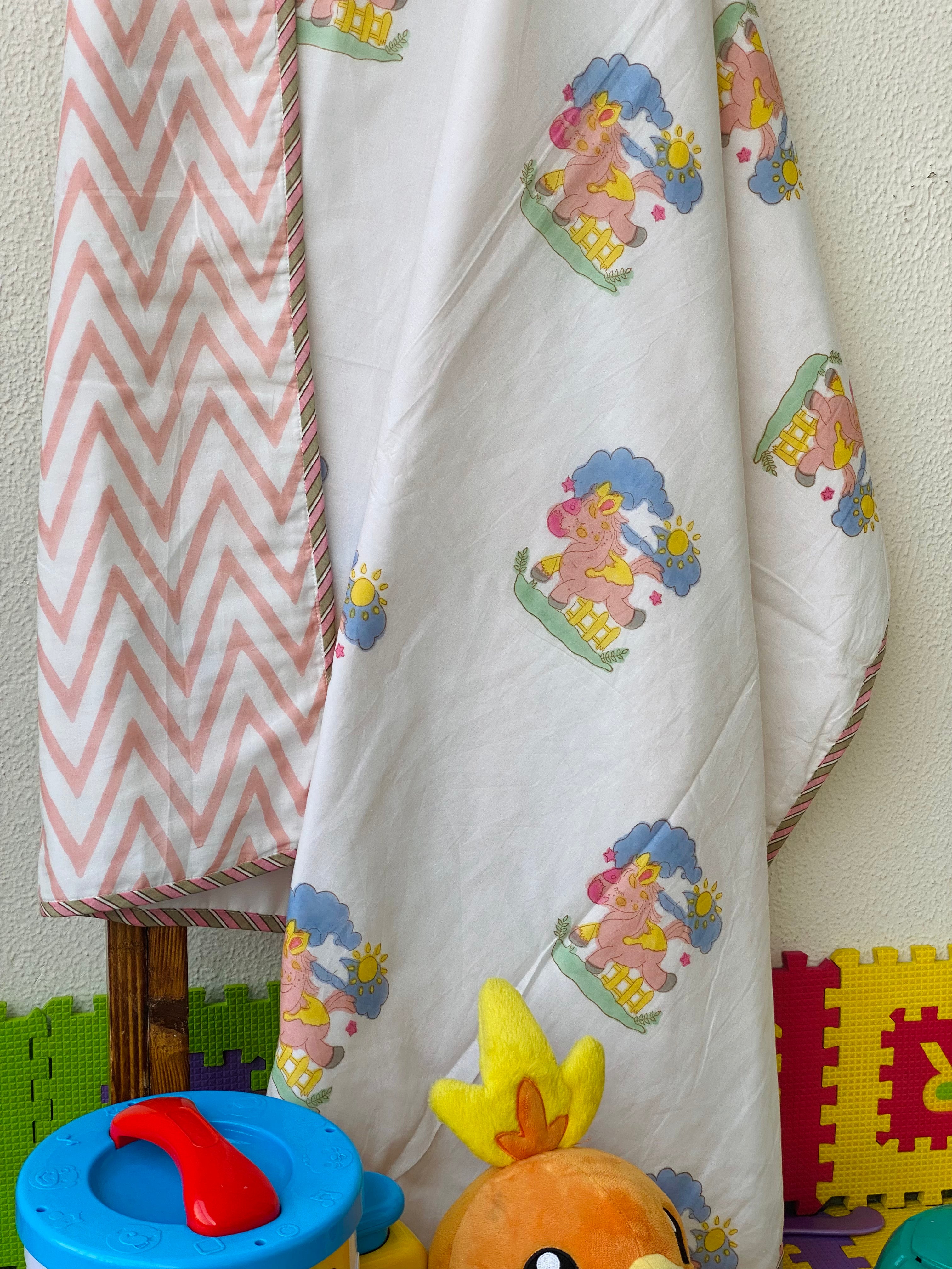Unicorn Blockprint Kids Dohar (60*40 inches)