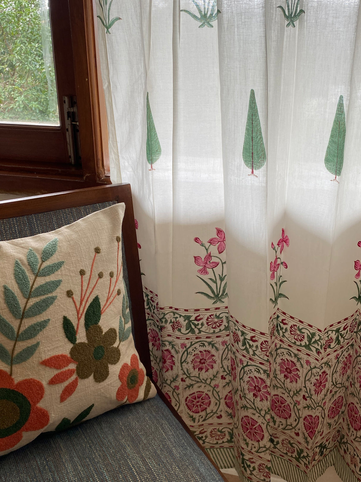 Blockprint Sheer Cotton Curtain