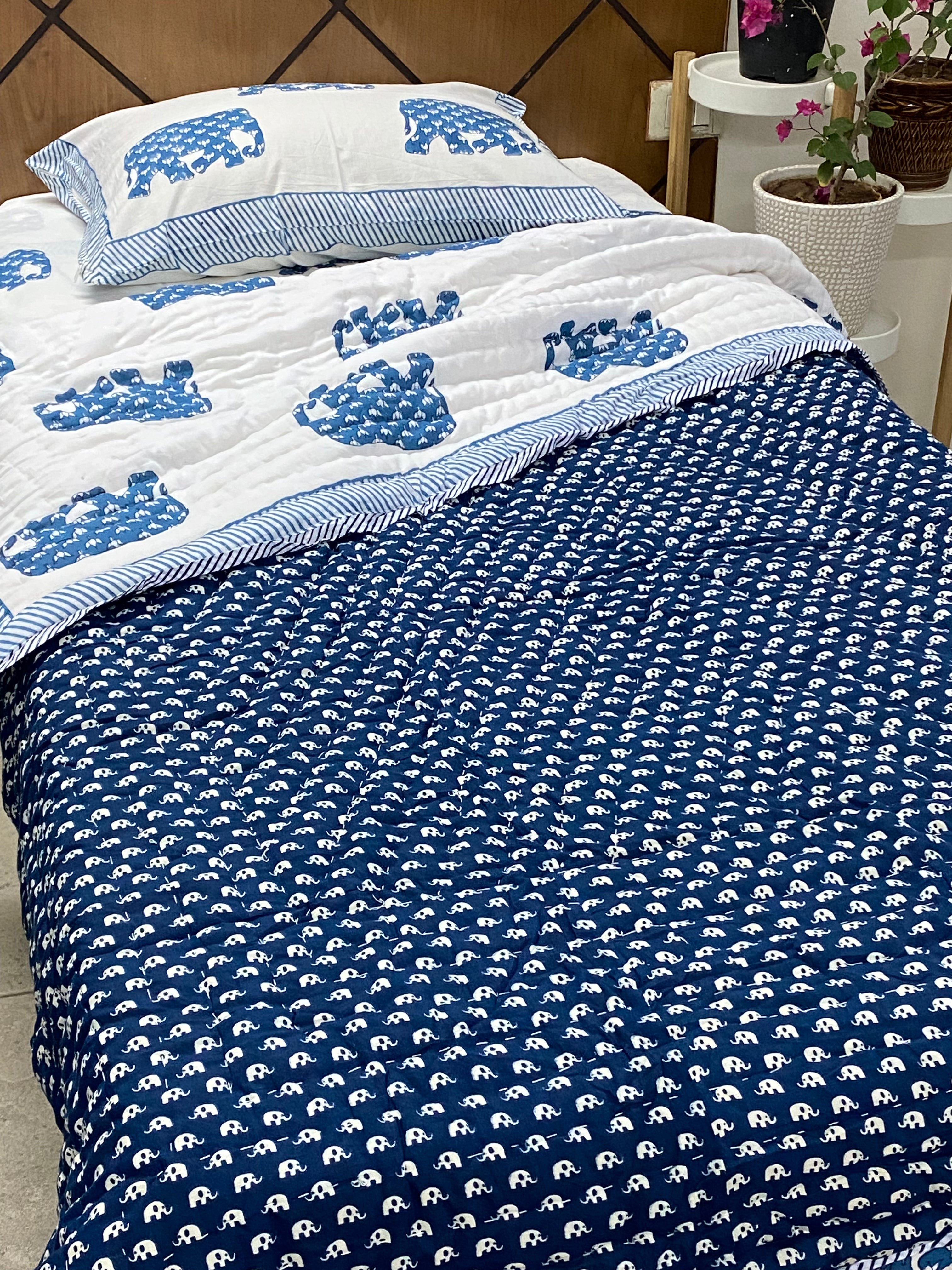 Elephant Bedding Set- Blockprint