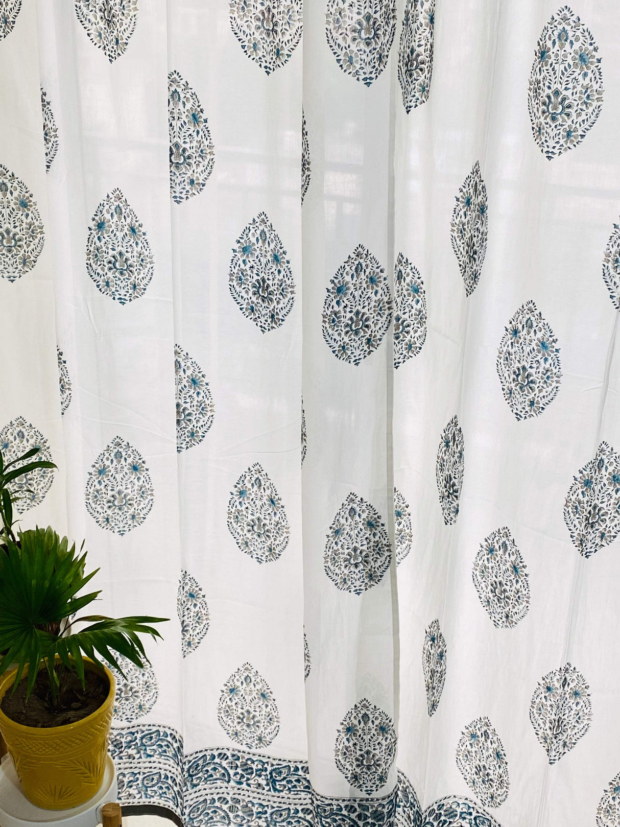Blockprint Sheer Cotton Curtain