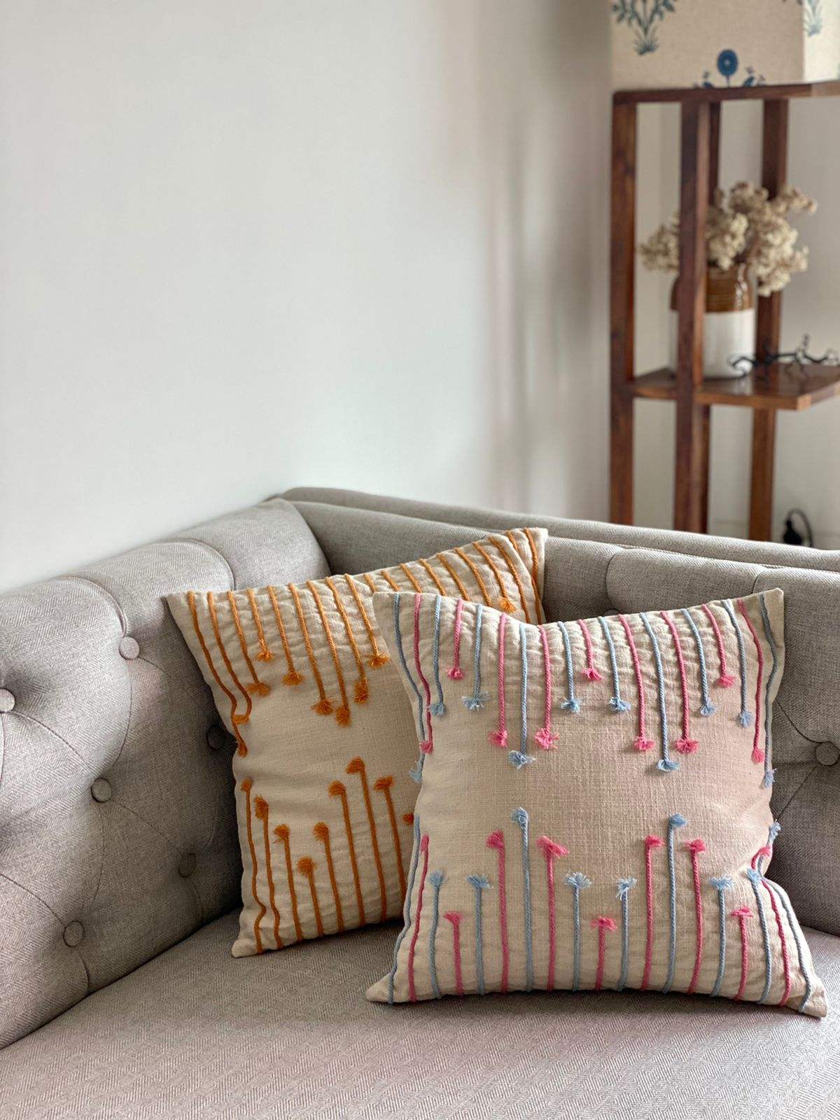 Pair of Cotton Slub Cushion Covers- 16*16 inches