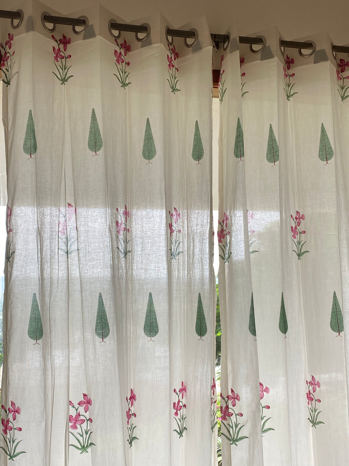 Blockprint Sheer Cotton Curtain