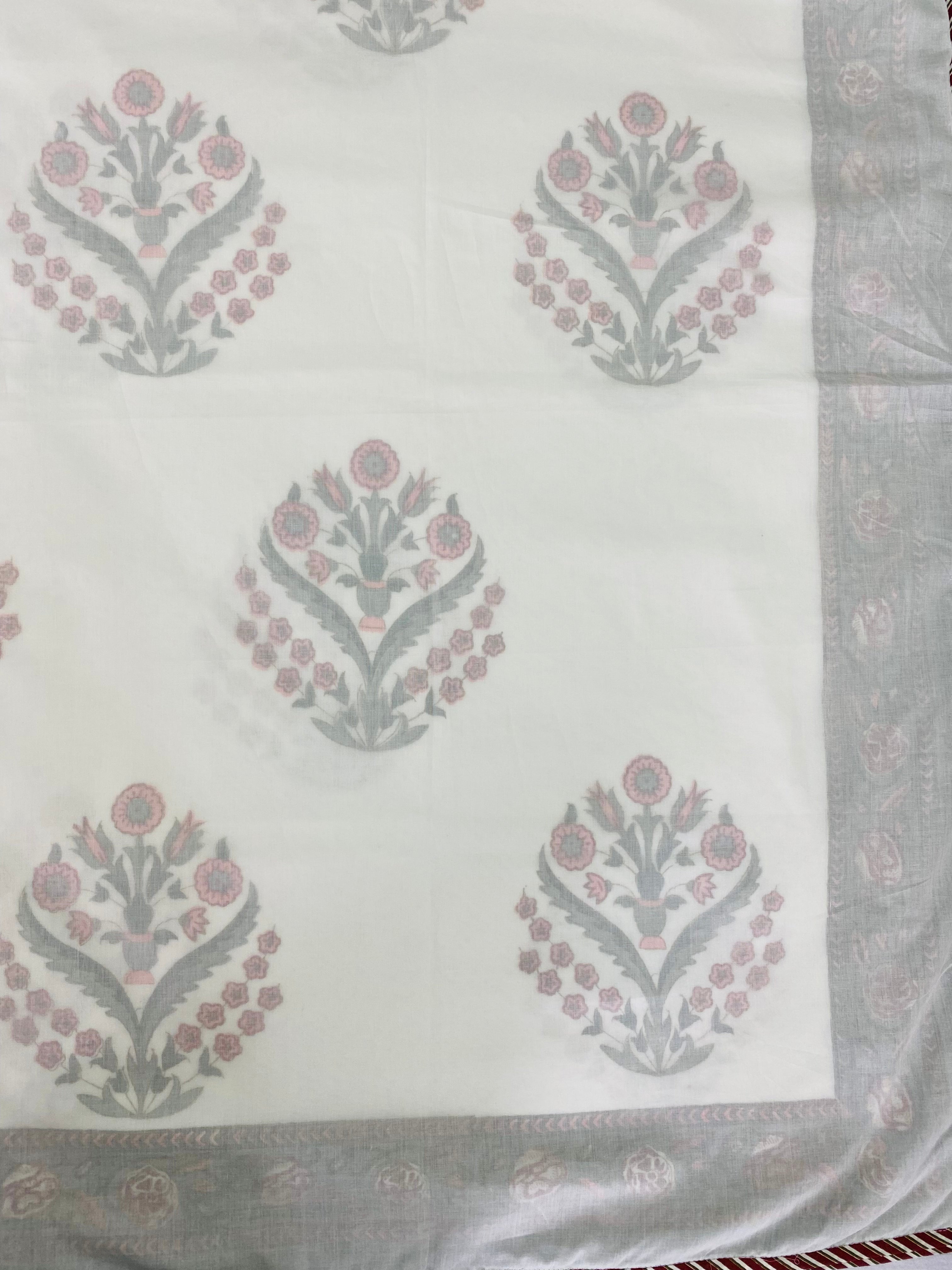 Pair of 3 Layered Mulmul Blockprint Dohar- Single Size (90*60 inches)