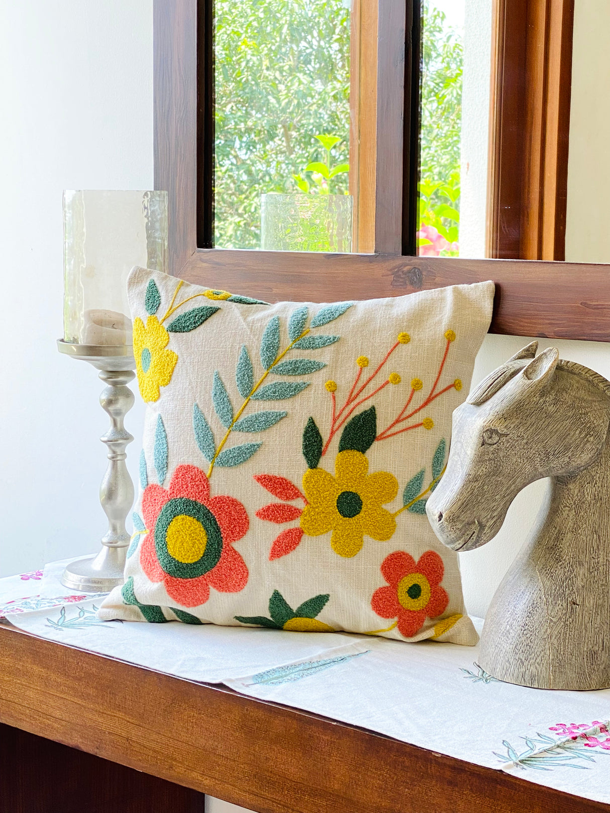 Embroidered Cushion Cover- 16*16 inches