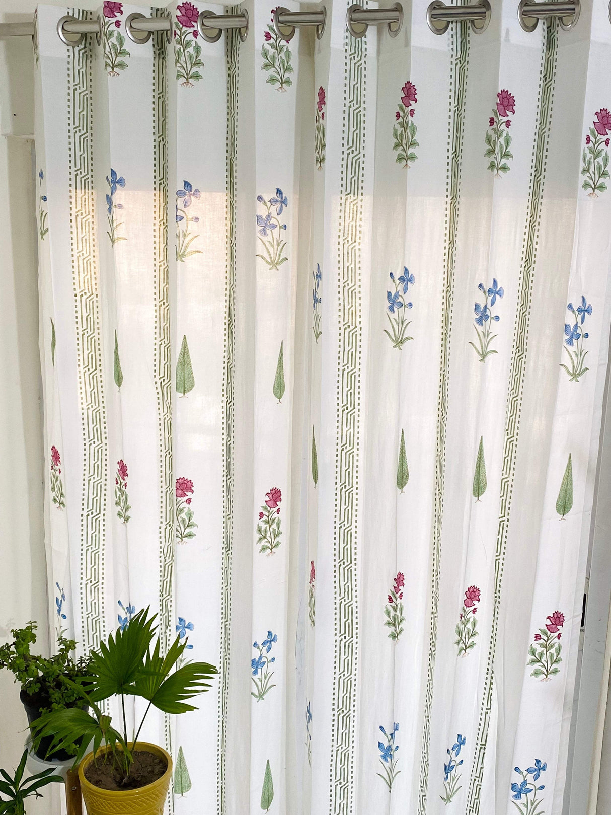 Blockprint Sheer Cotton Curtain