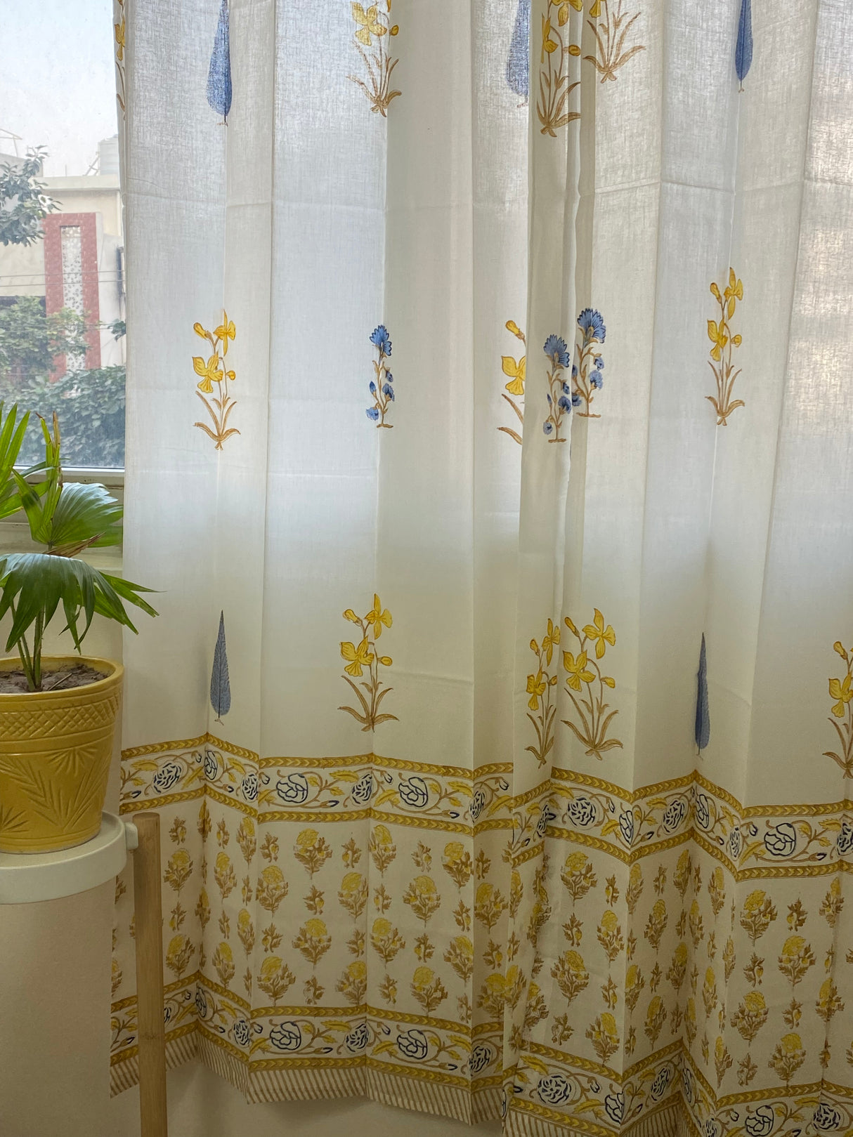 Blockprint Sheer Cotton Curtain