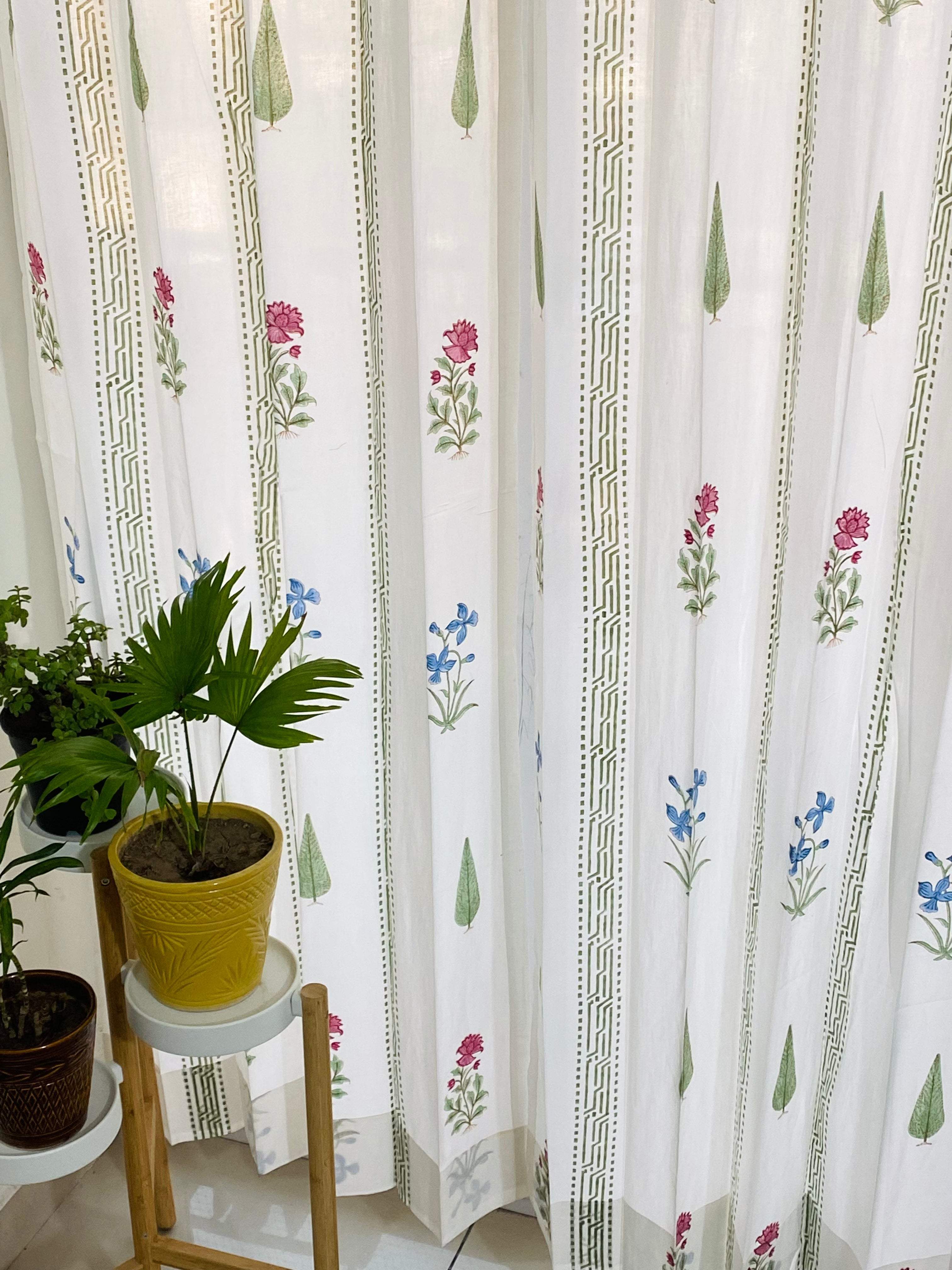 Blockprint Sheer Cotton Curtain