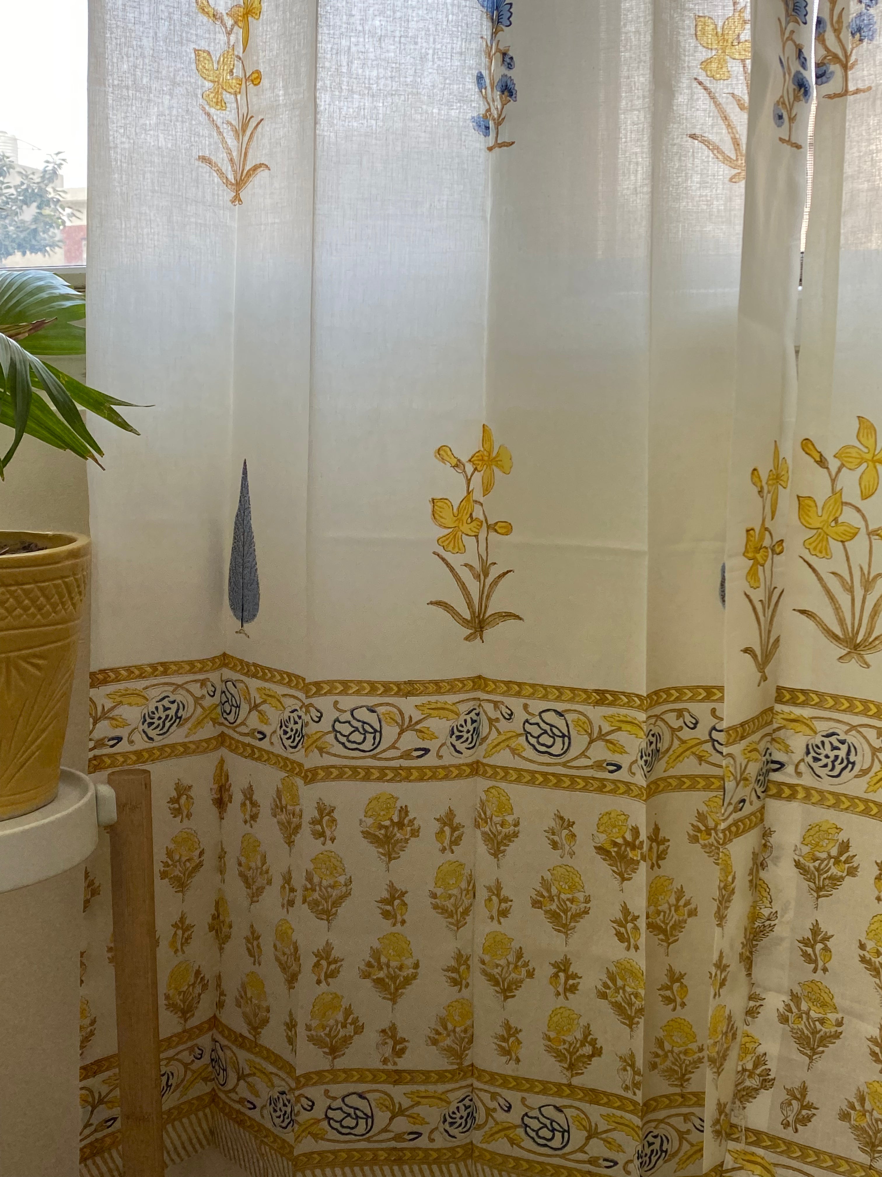 Blockprint Sheer Cotton Curtain