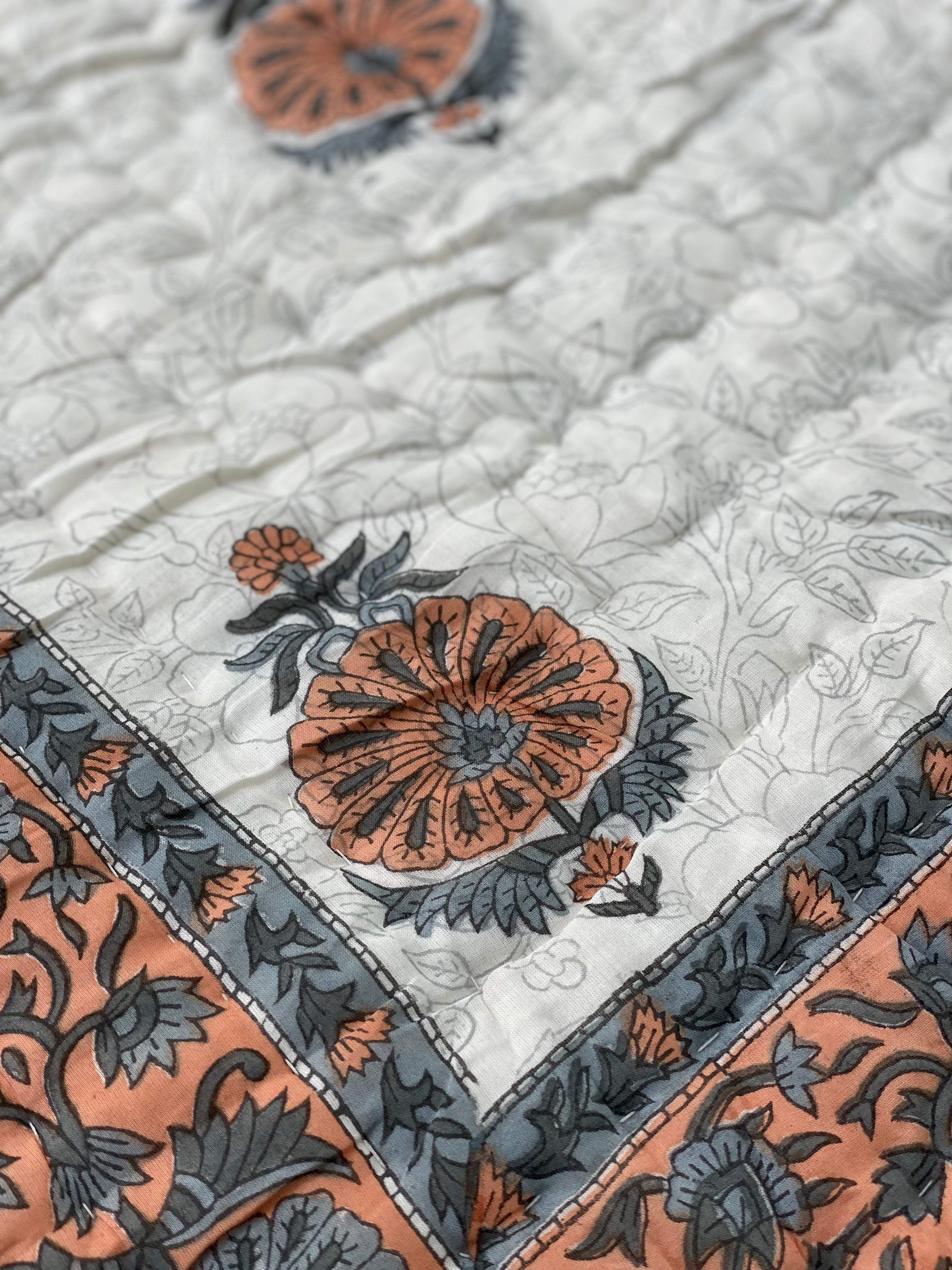PREORDER Blockprint Mulmul Reversible Quilt- Double Size (10-15 days dispatch time)