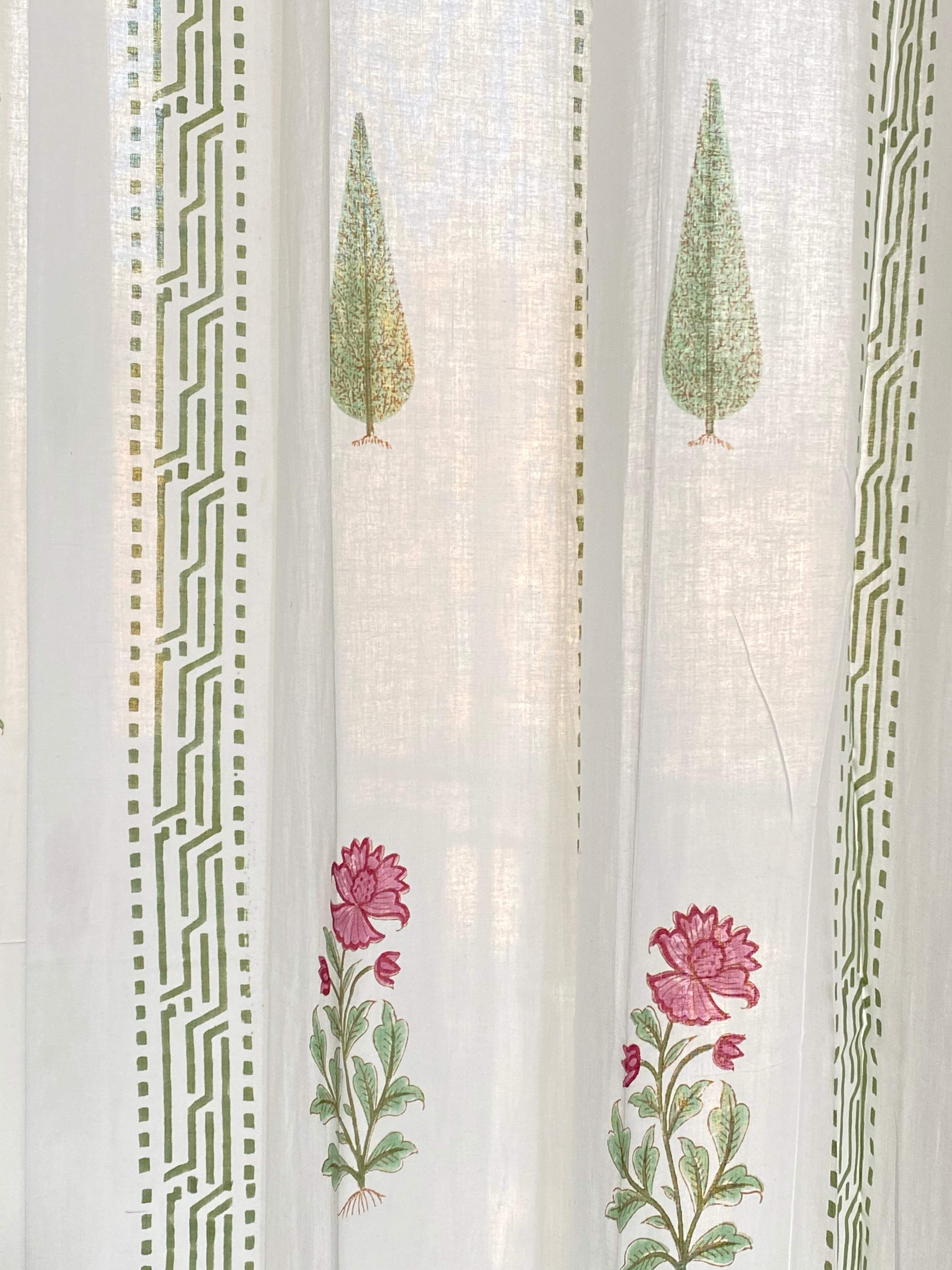 Blockprint Sheer Cotton Curtain