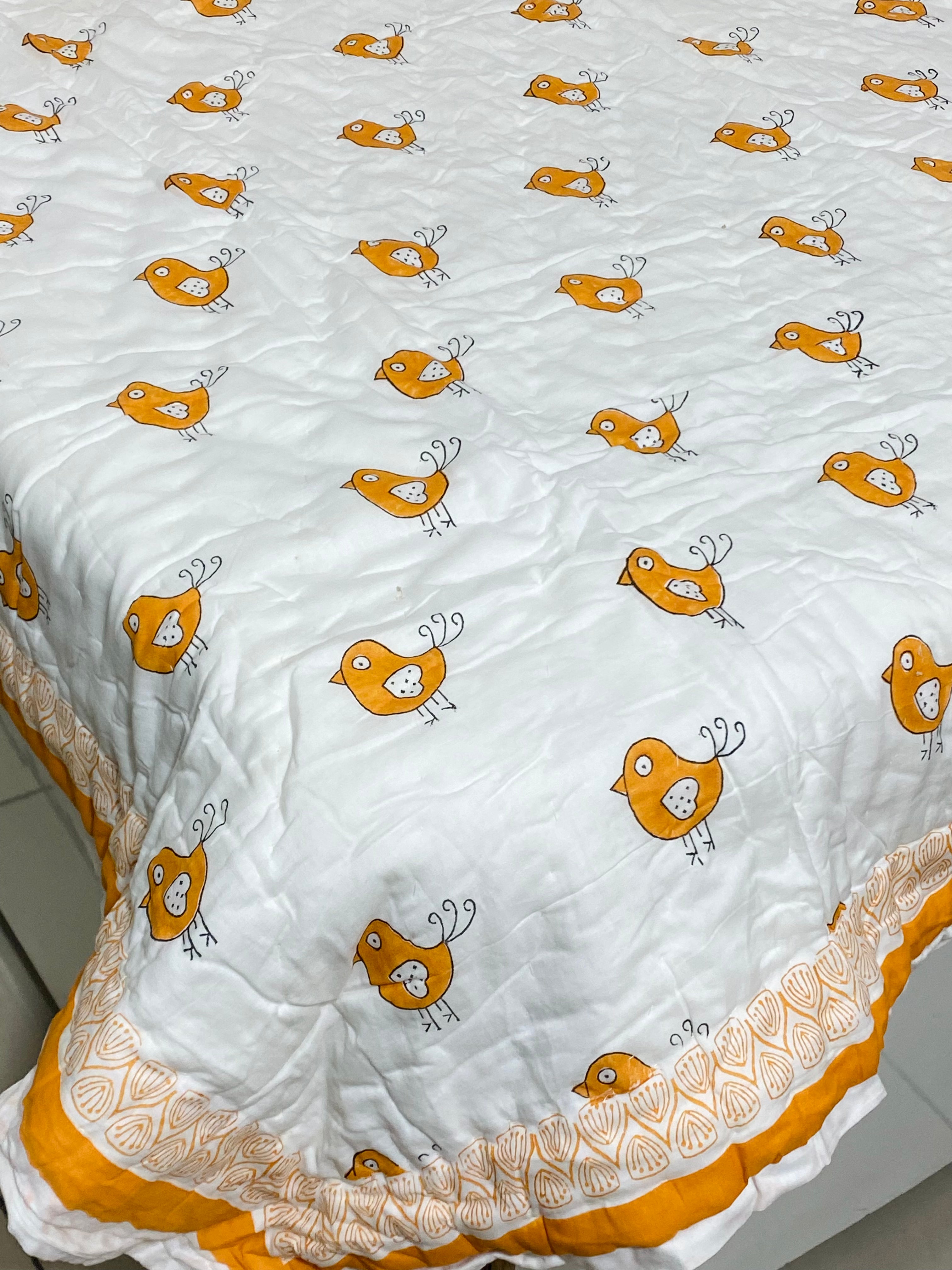 HandBlock Printed Mulmul Reversible Quilt- Single Size (90*60 inches)