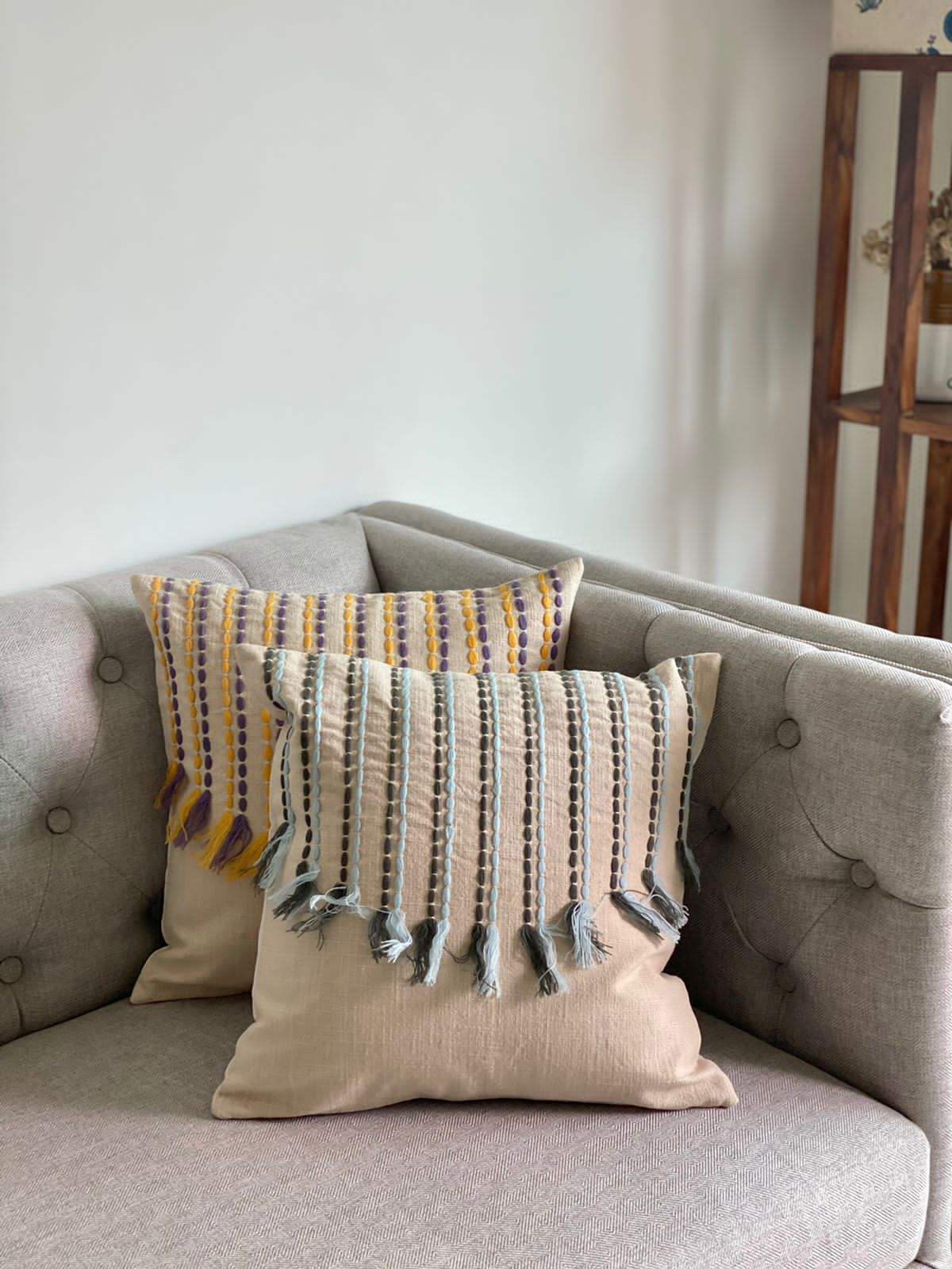 Pair of Cotton Slub Cushion Covers- 16*16 inches