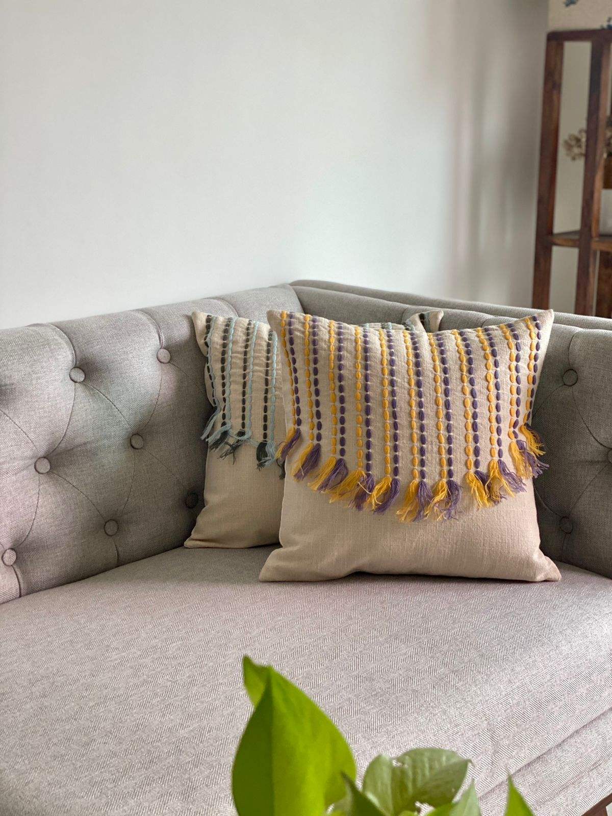 Pair of Cotton Slub Cushion Covers- 16*16 inches