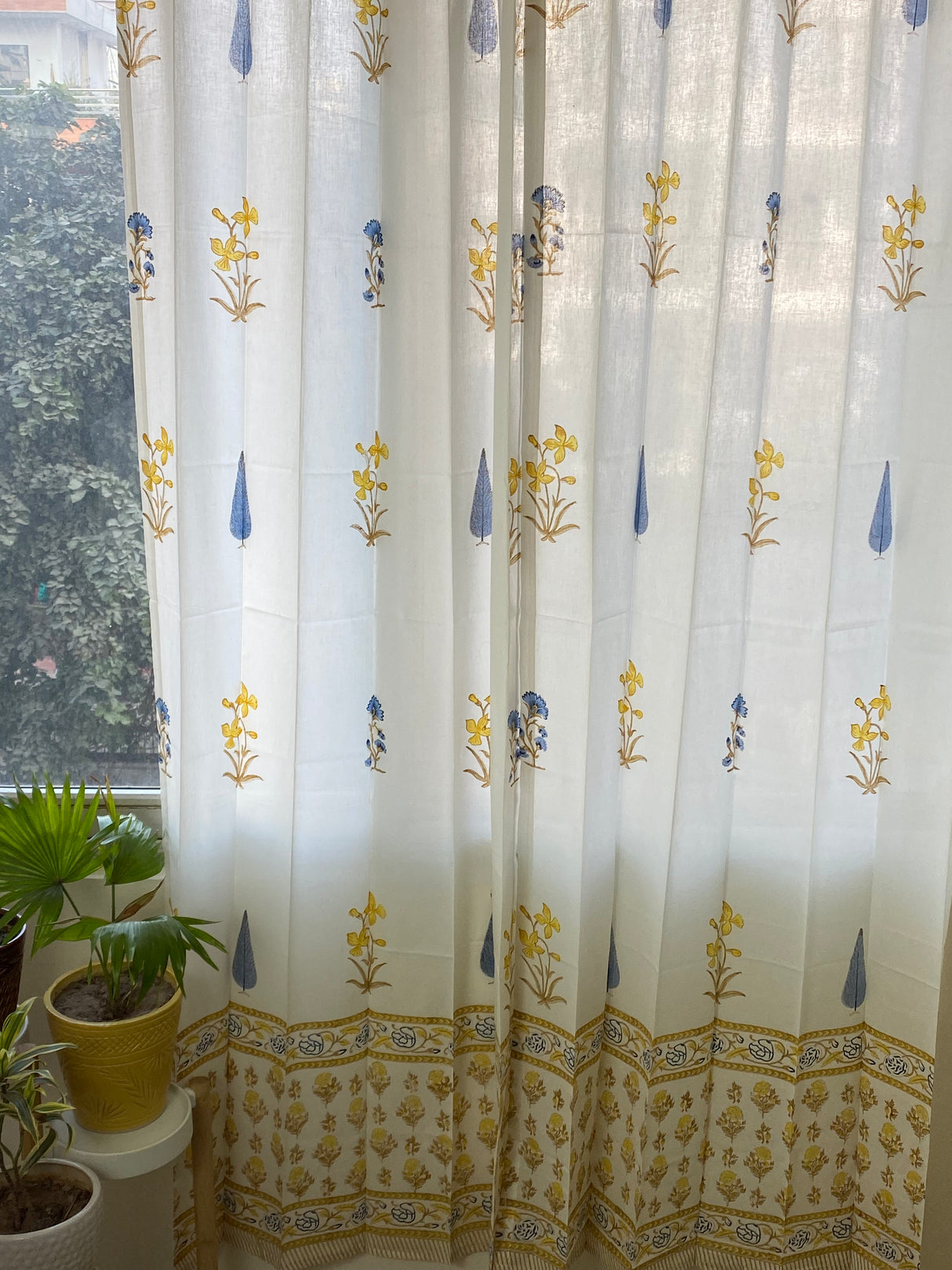 Blockprint Sheer Cotton Curtain
