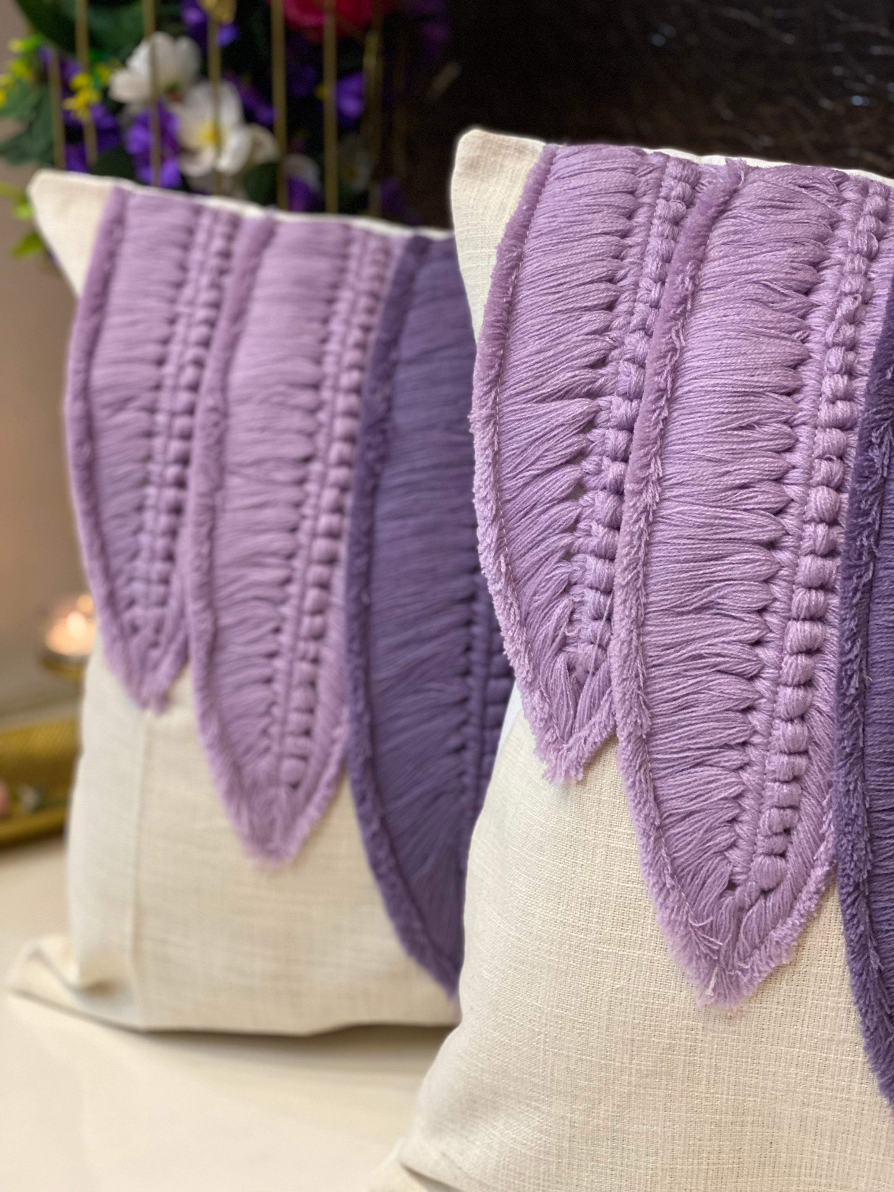 Embellished 5 feathers Cushion Cover- 18*18 inches