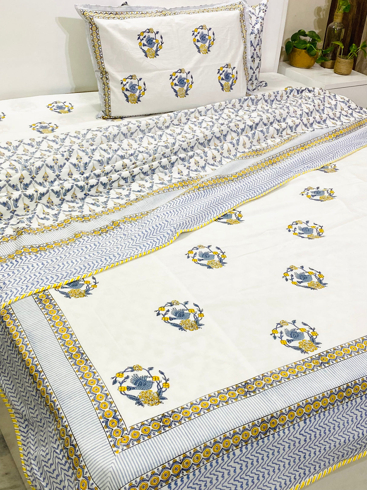 Premium Floral Cotton Set – Bedsheet & Dohar