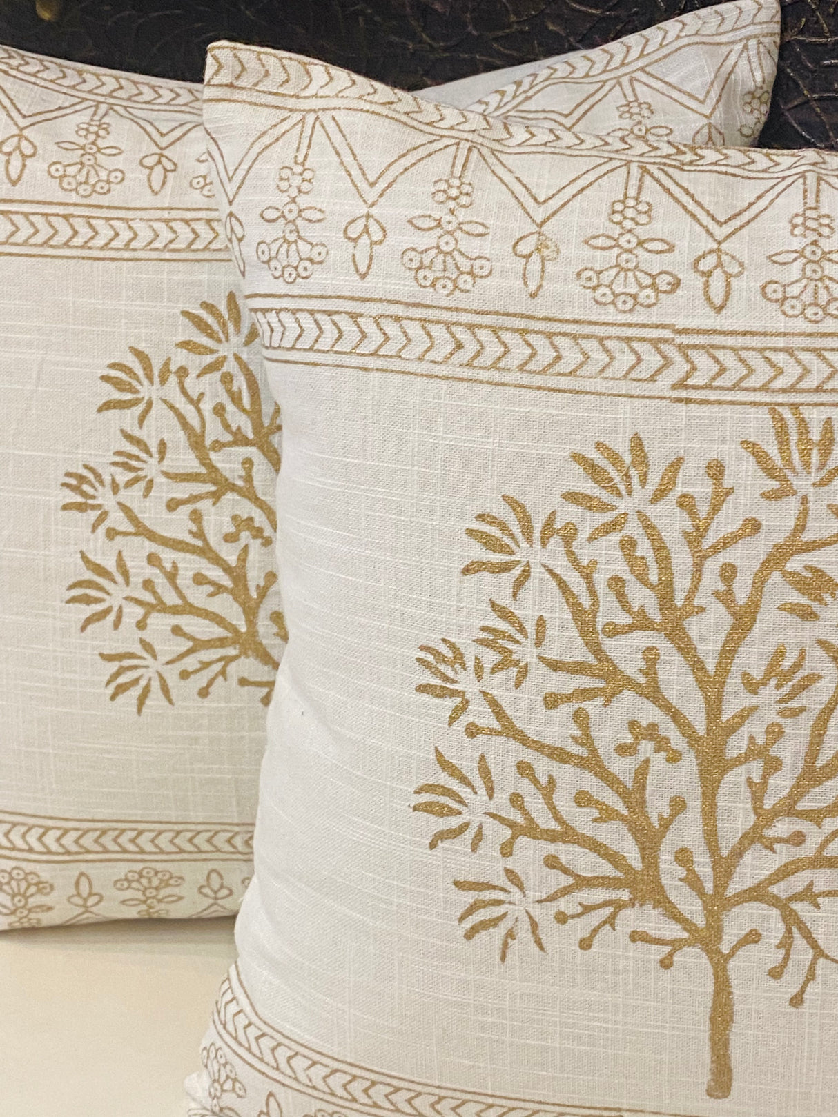 Pair of Handblock Printed Cushion Covers- 16*16 inches