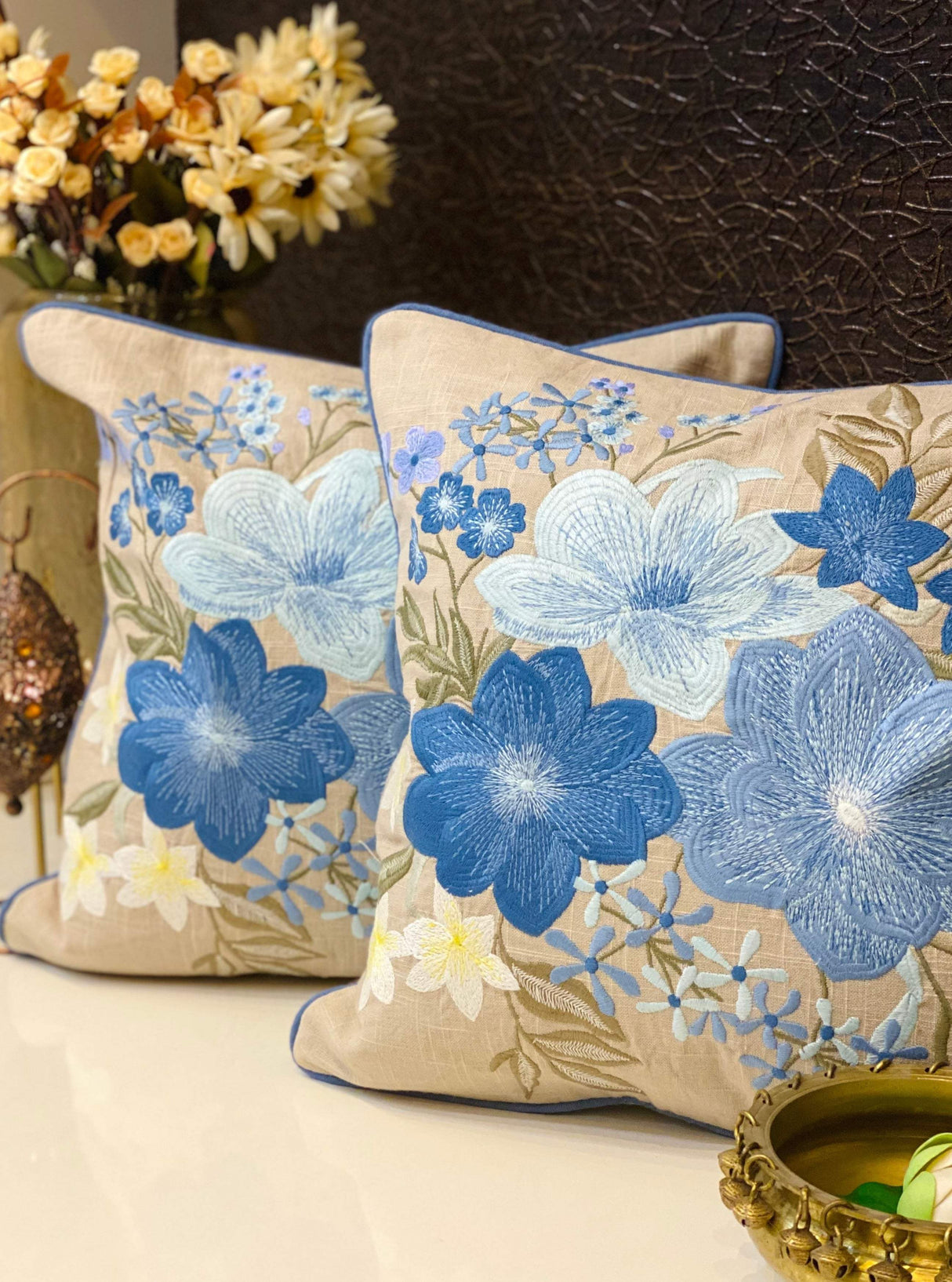 Embroidered Cushion Cover- 16*16 inches