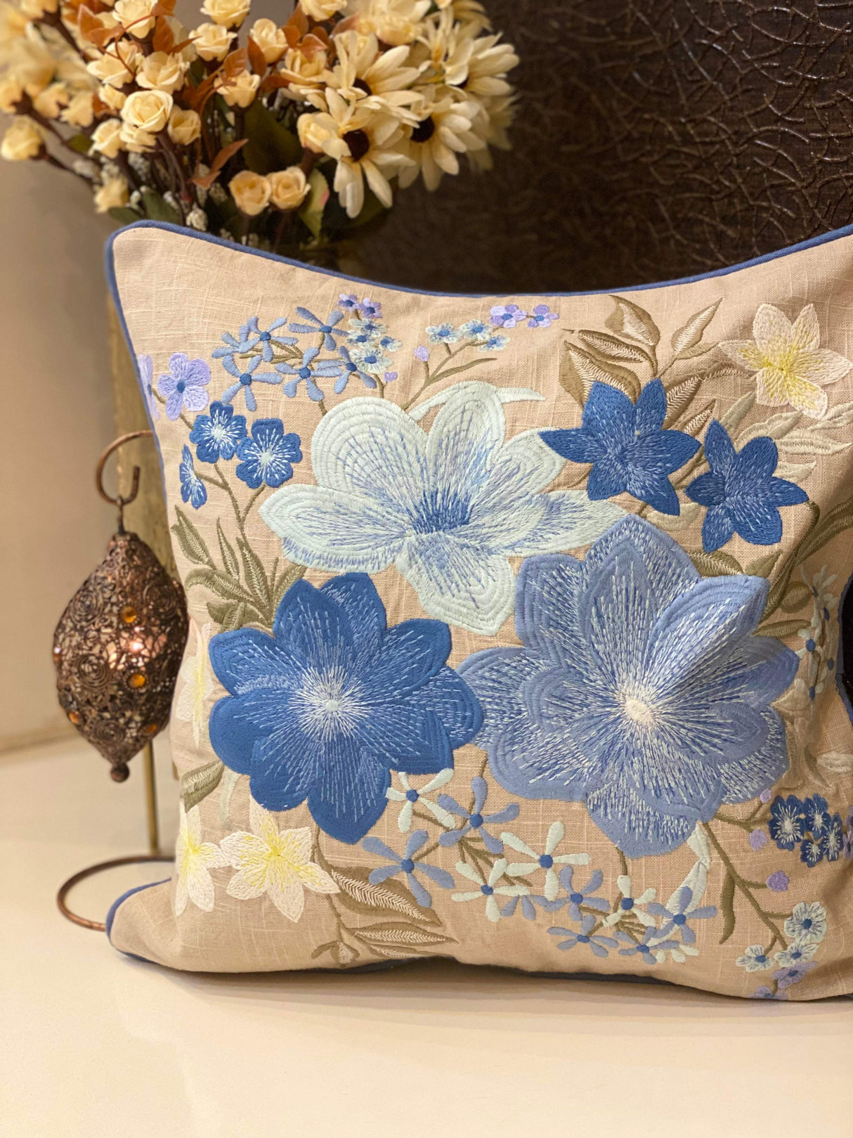 Embroidered Cushion Cover- 16*16 inches