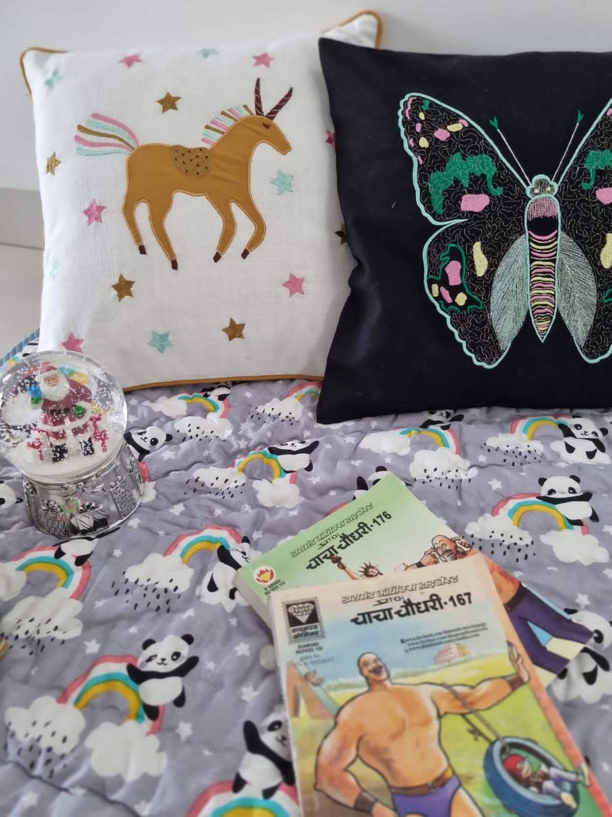 Unicorn Cotton Slub Cotton Cushion Cover- 16*16 inches