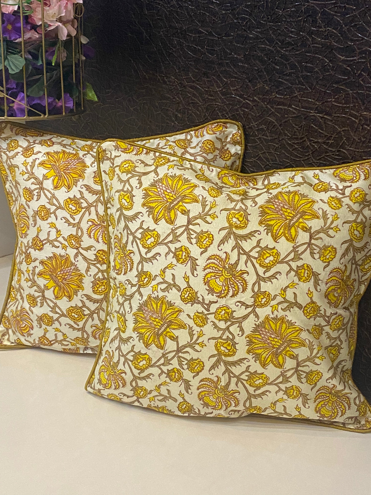 Pair of Handblock Printed Cushion Covers- 16*16 inches