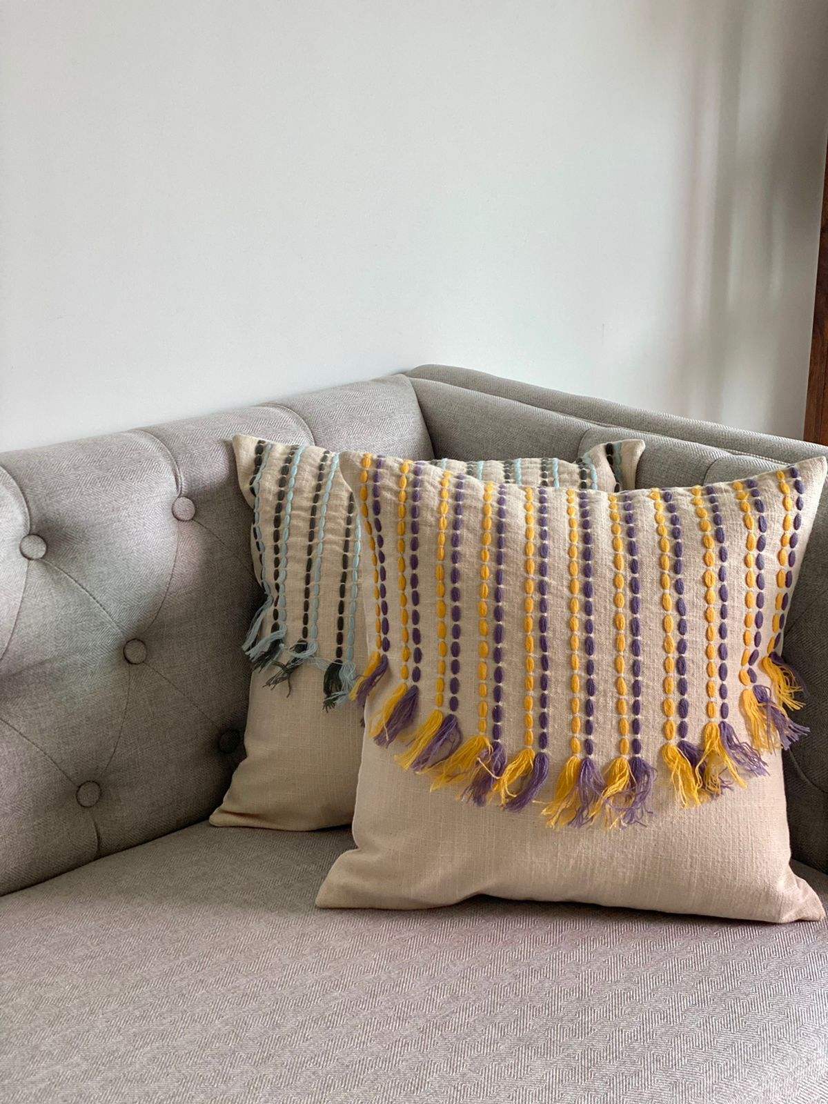 Pair of Cotton Slub Cushion Covers- 16*16 inches