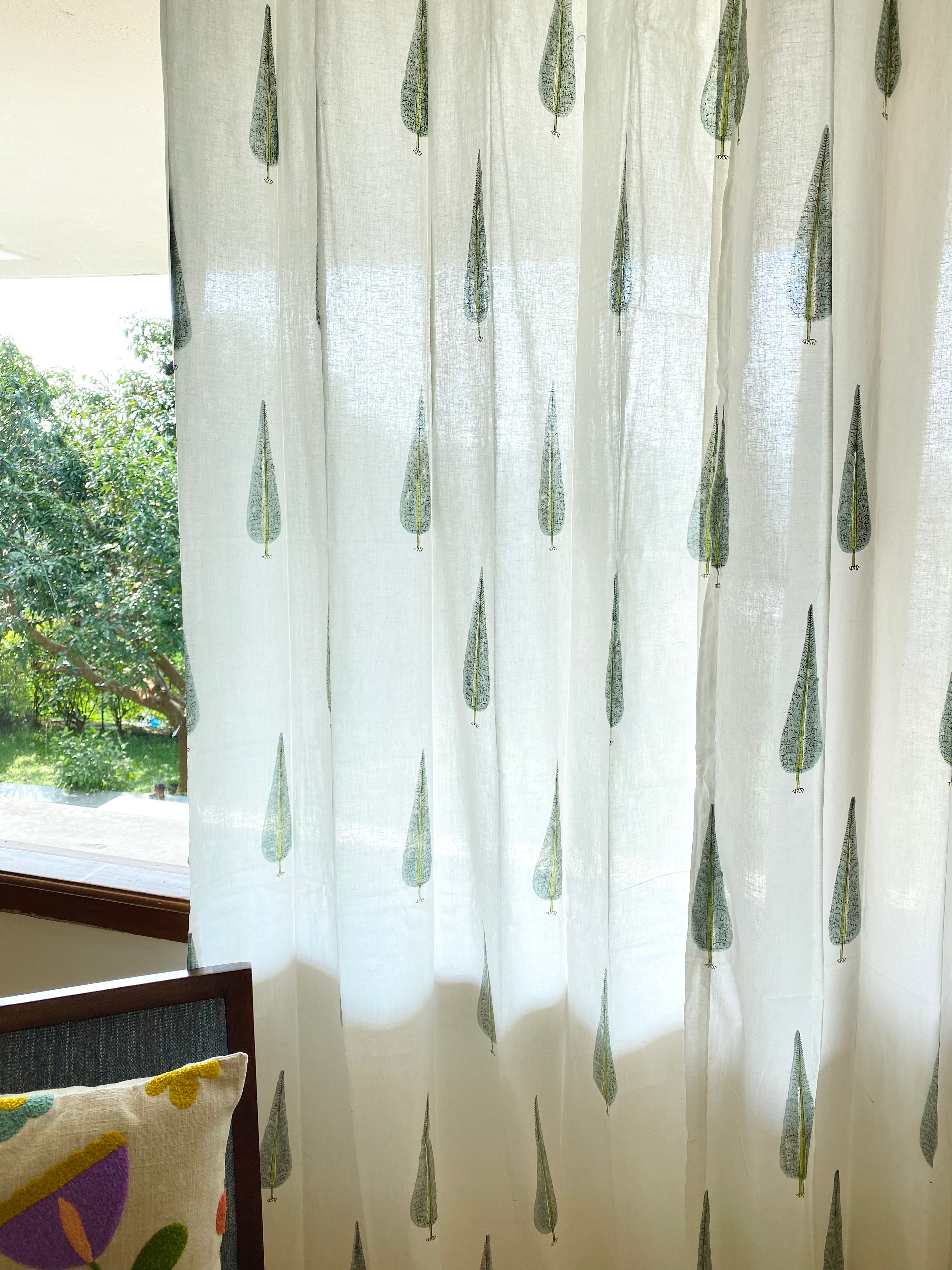Blockprint Sheer Cotton Curtains