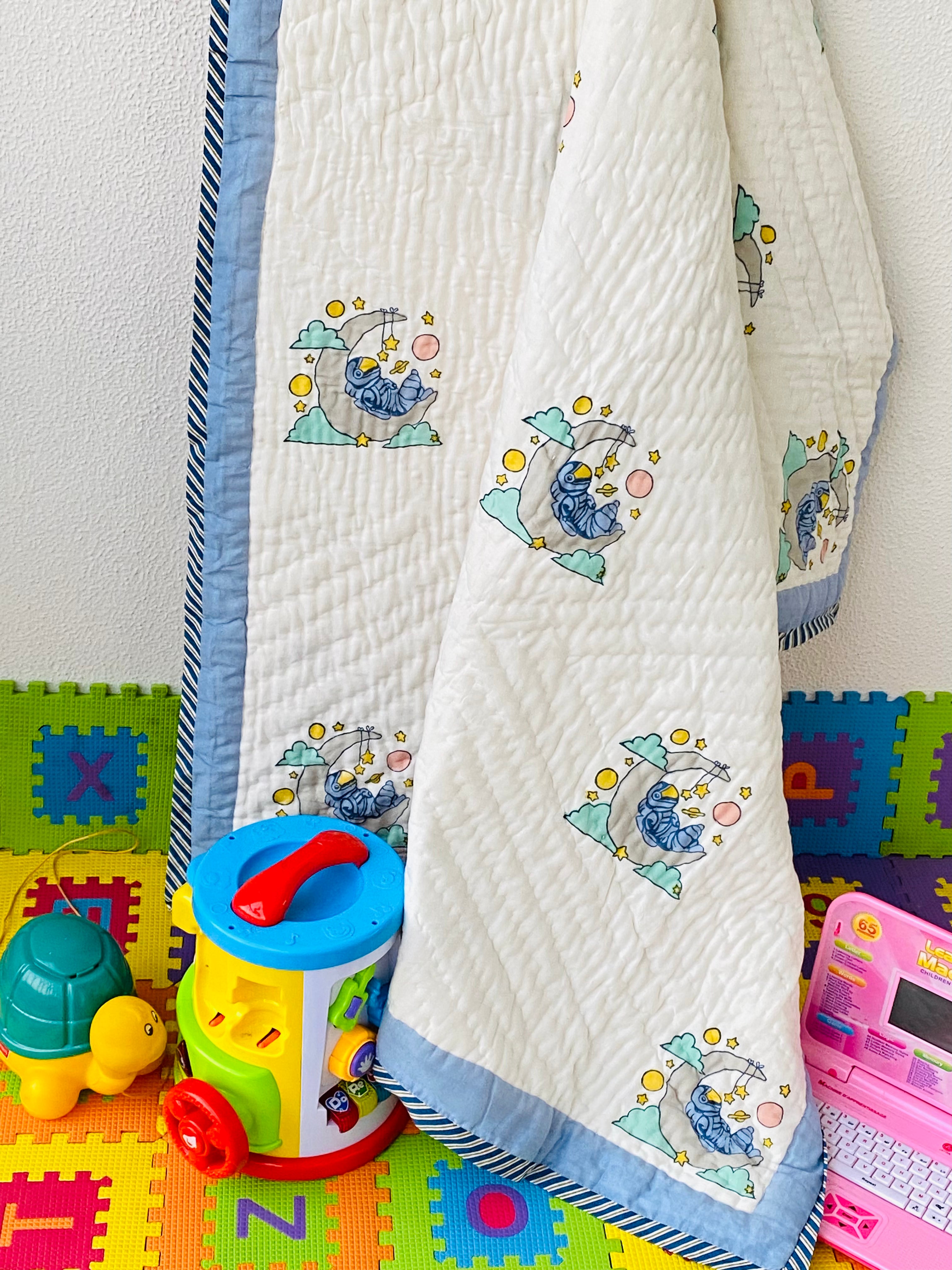 Kids Quilt- Blockprint Cotton Reversible (60*40 inches)