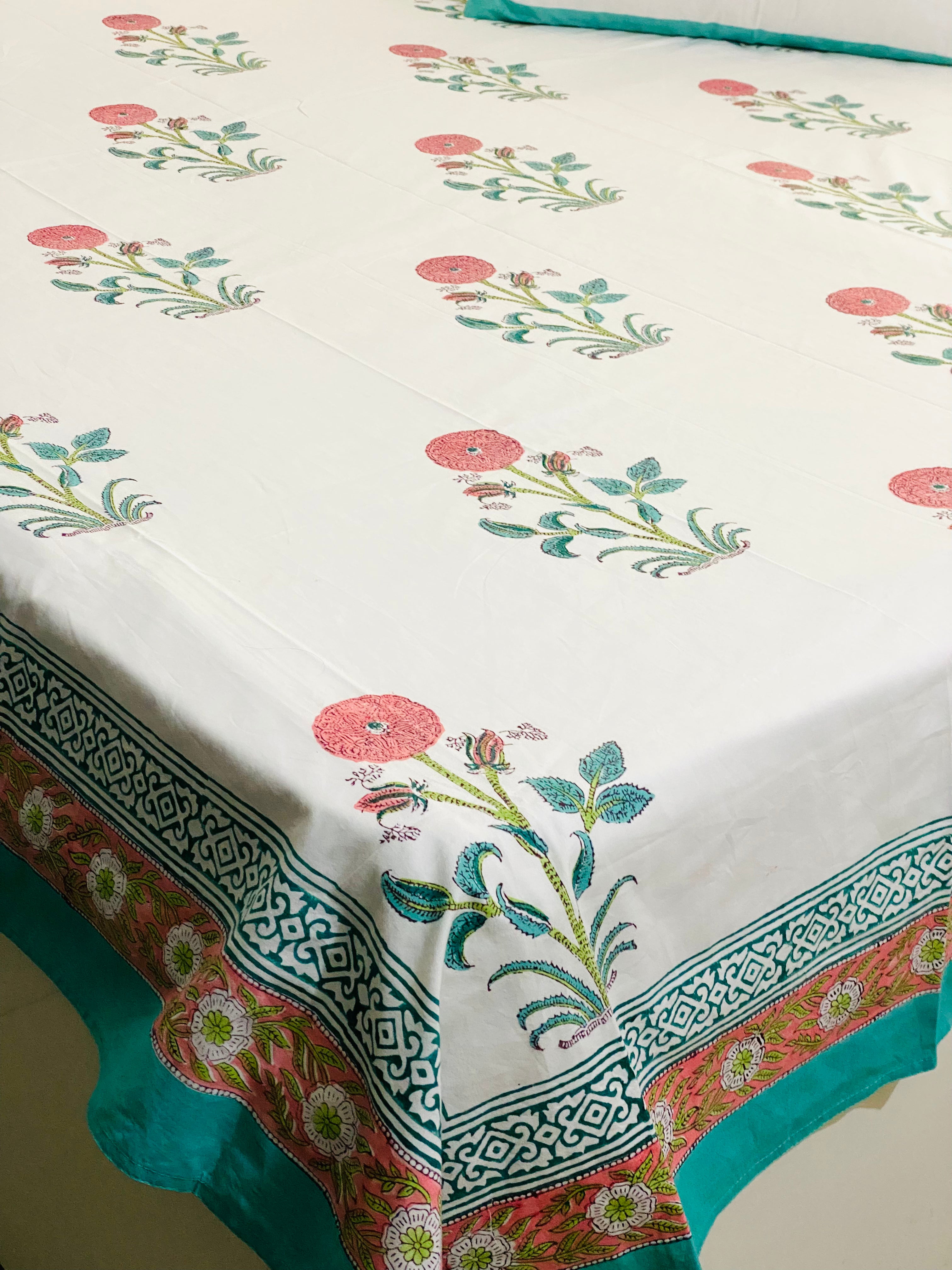 Hand Blockprinted Cotton Bedsheet -King Size (108*108 inches)